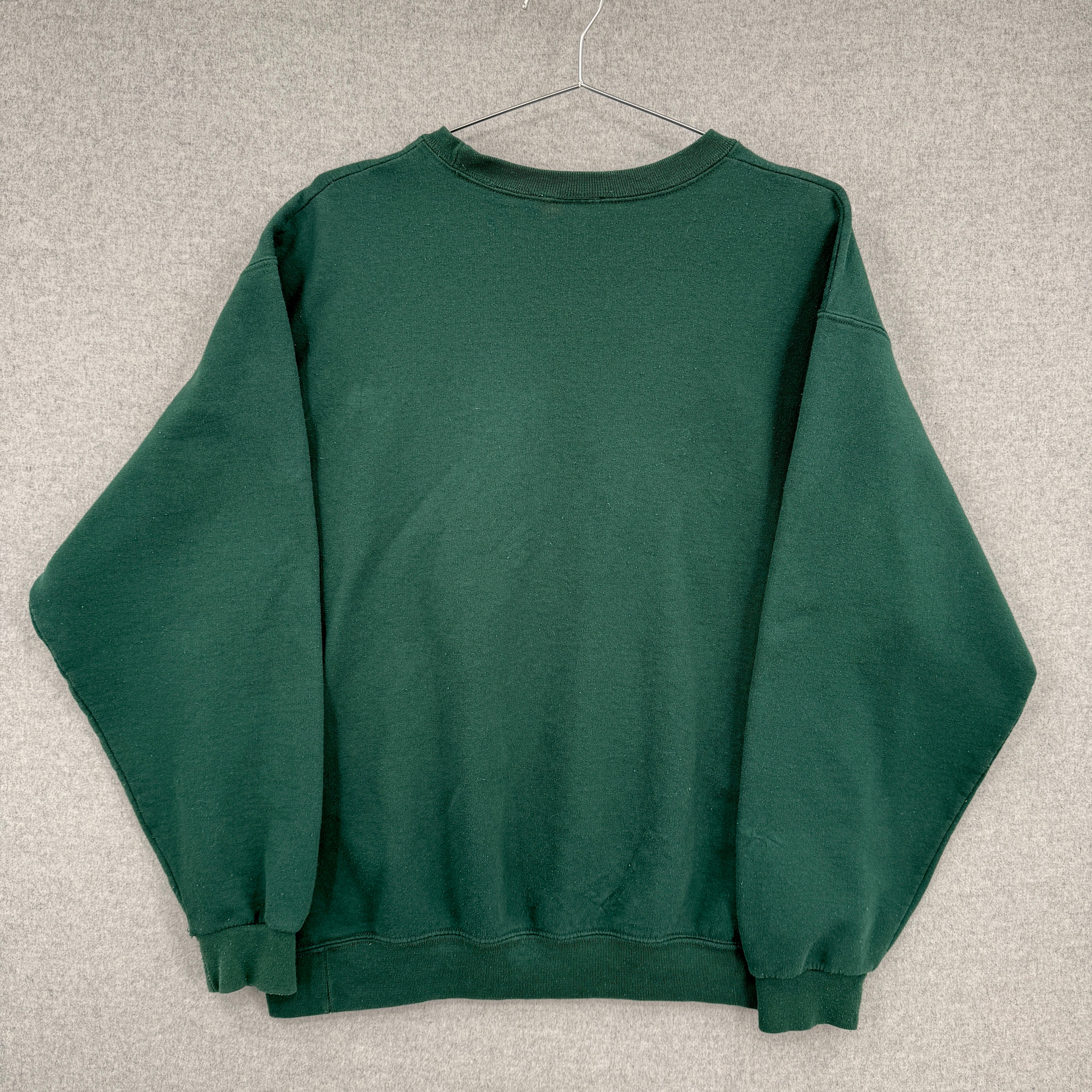 back of green sweatshirt, blank, no design