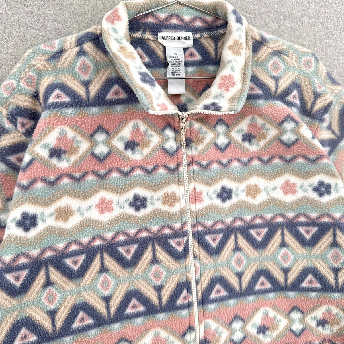 Vintage 90s Pastel Floral Flowers Fleece Zip Sweater