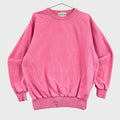 Pink blank sweatshirt on a hanger with a neutral background