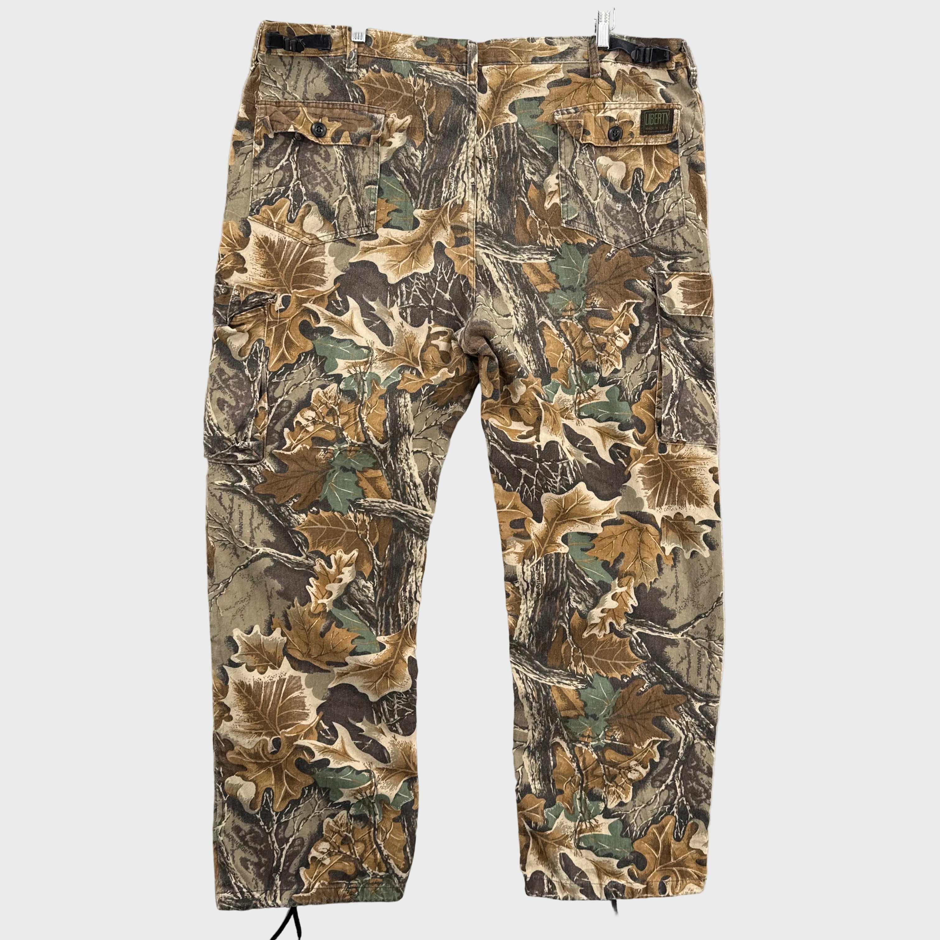 Camouflage pants on a light gray background
