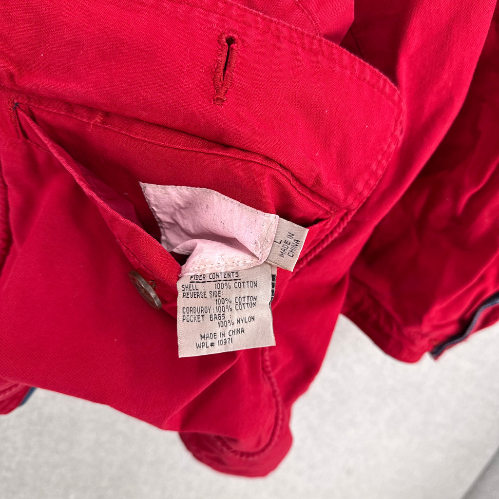 Vintage 90s Reversible Red Denim Barn Jacket Chore Coat - L