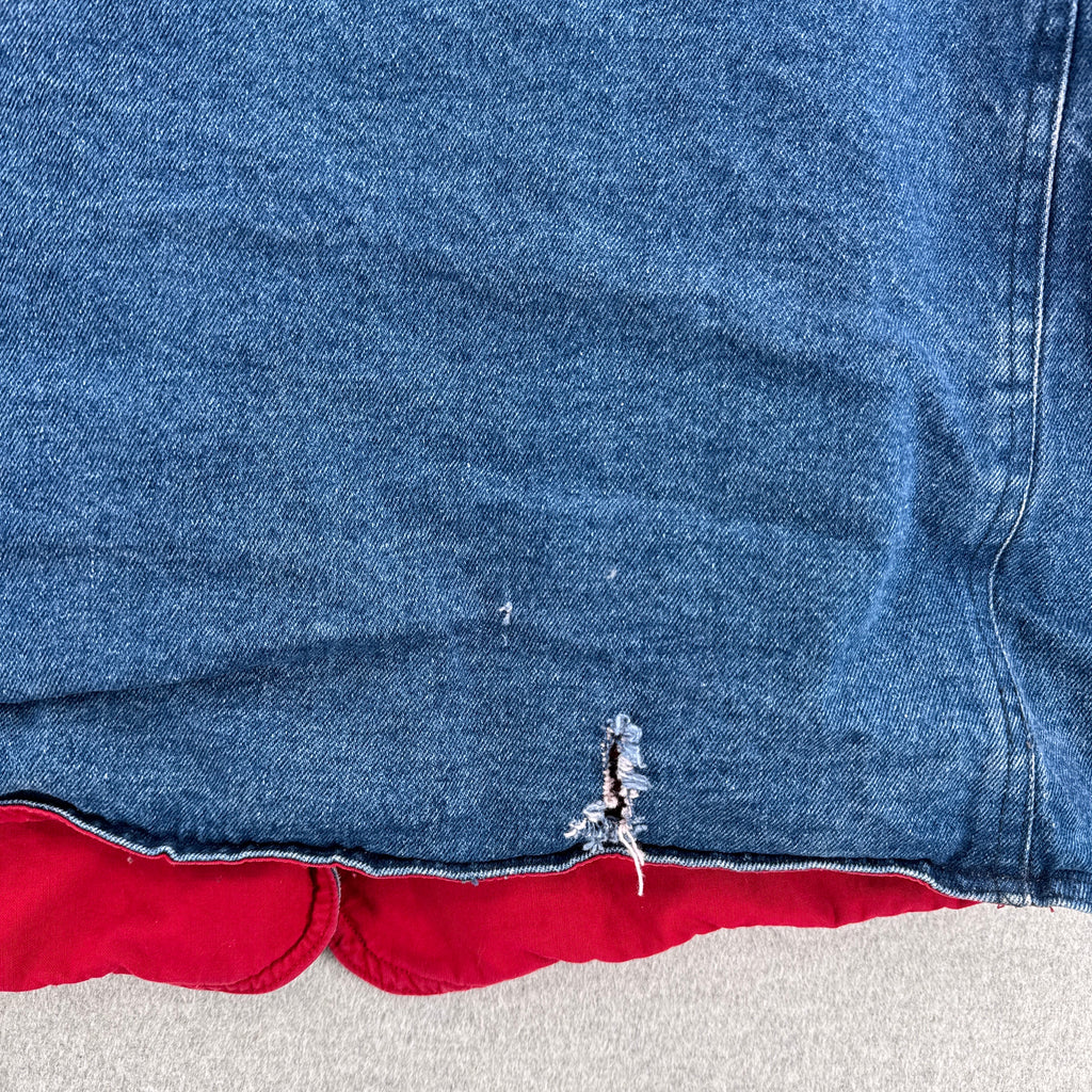 Vintage 90s Reversible Red Denim Barn Jacket Chore Coat - L