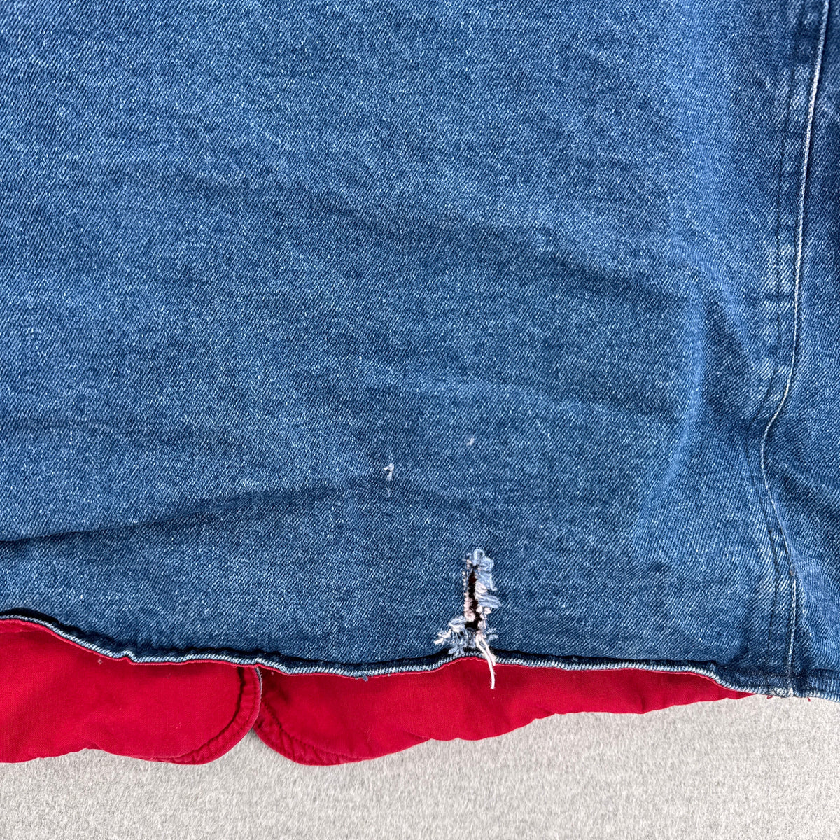 Vintage 90s Reversible Red Denim Barn Jacket Chore Coat - L