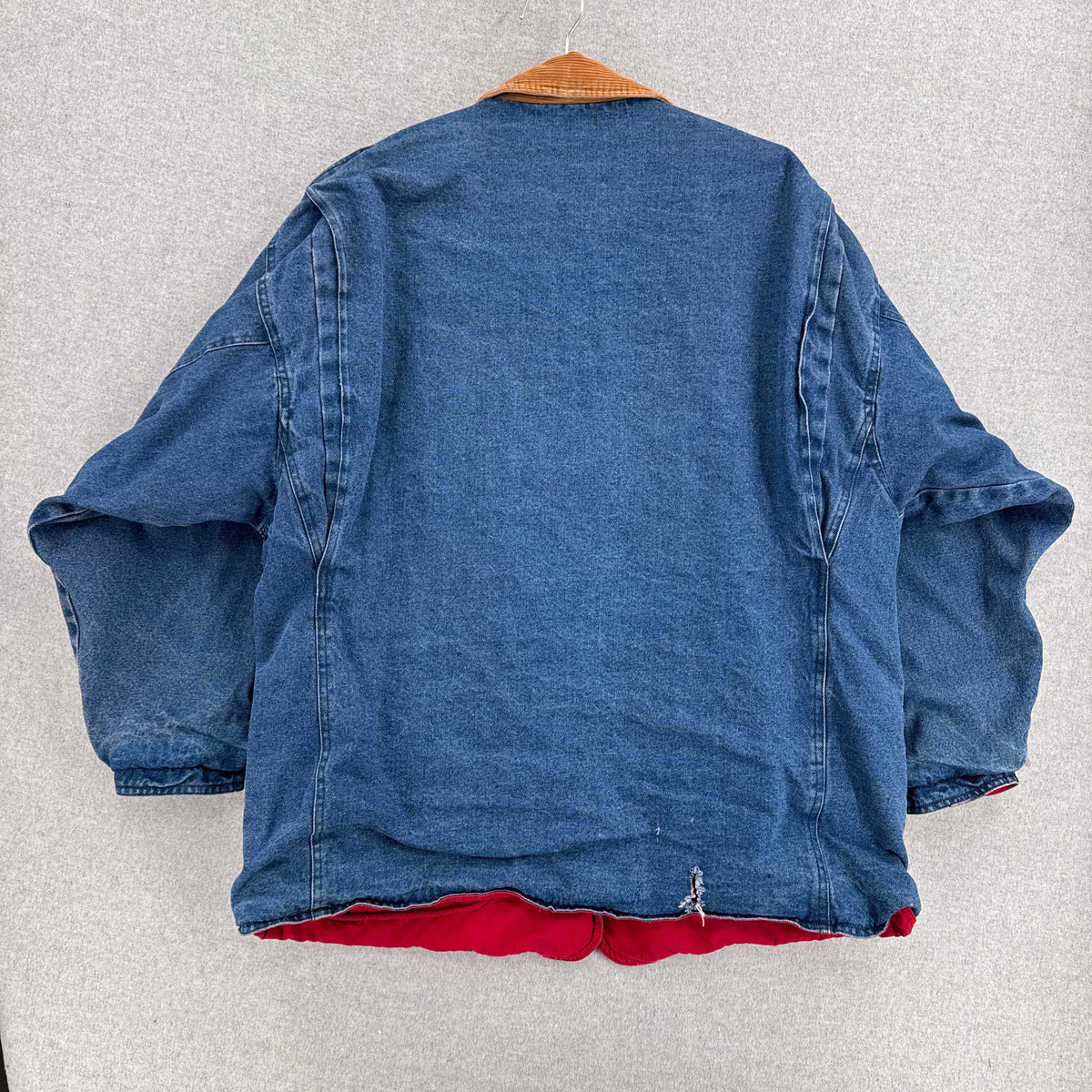 Vintage 90s Reversible Red Denim Barn Jacket Chore Coat - L