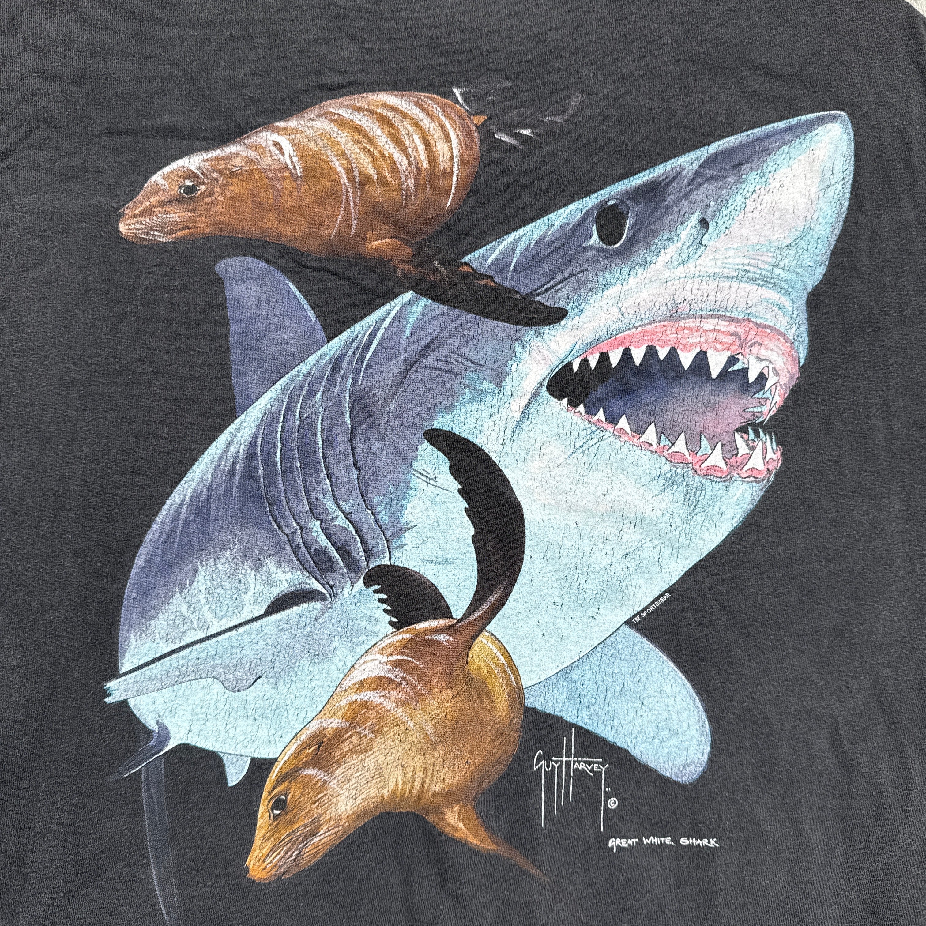 Vintage 90s Shark Guy Harvey Graphic Tee 