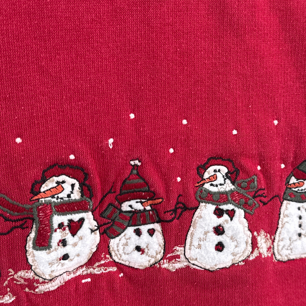 Vintage 90s Snowman Embroidered Christmas Winter Sweater - M/L
