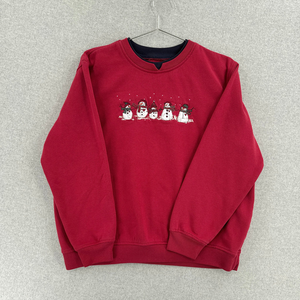 Vintage 90s Snowman Embroidered Christmas Winter Sweater - M/L