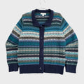 Vintage 90s Striped Knitted Button Collared Cardigan Sweater
