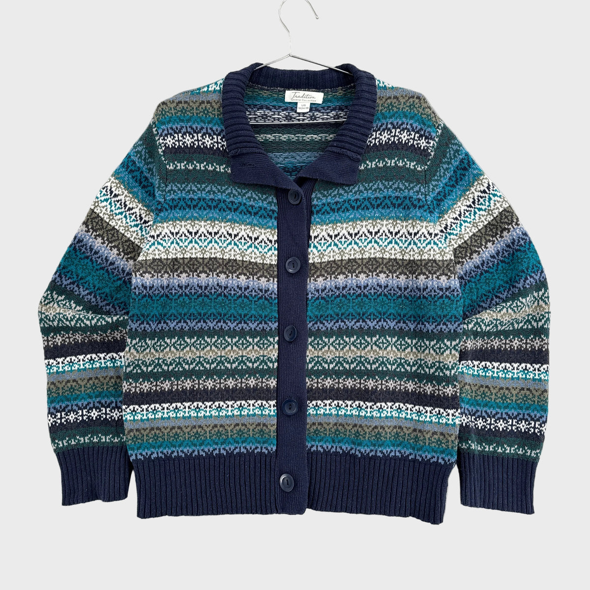 Vintage 90s Striped Knitted Button Collared Cardigan Sweater