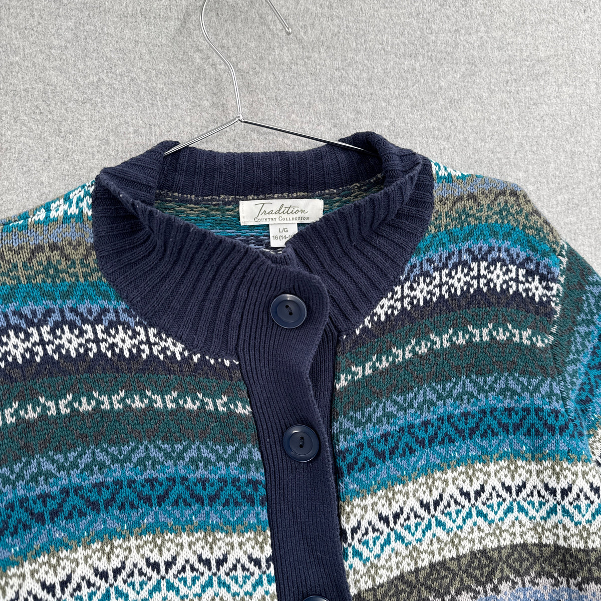 Vintage 90s Striped Knitted Button Collared Cardigan Sweater