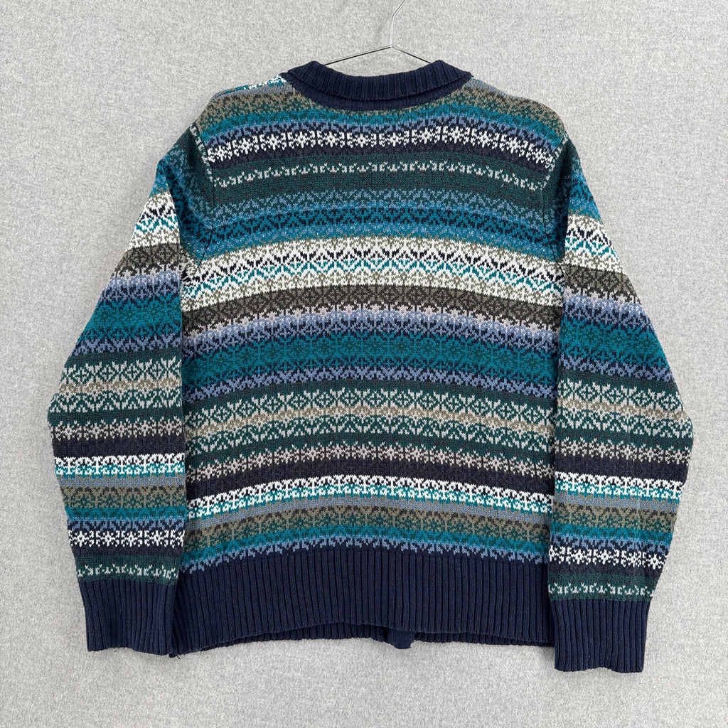 Vintage 90s Striped Knitted Button Collared Cardigan Sweater