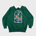 Vintage 90s Winter Birds Snowing Collared Sweatshirt - M/L