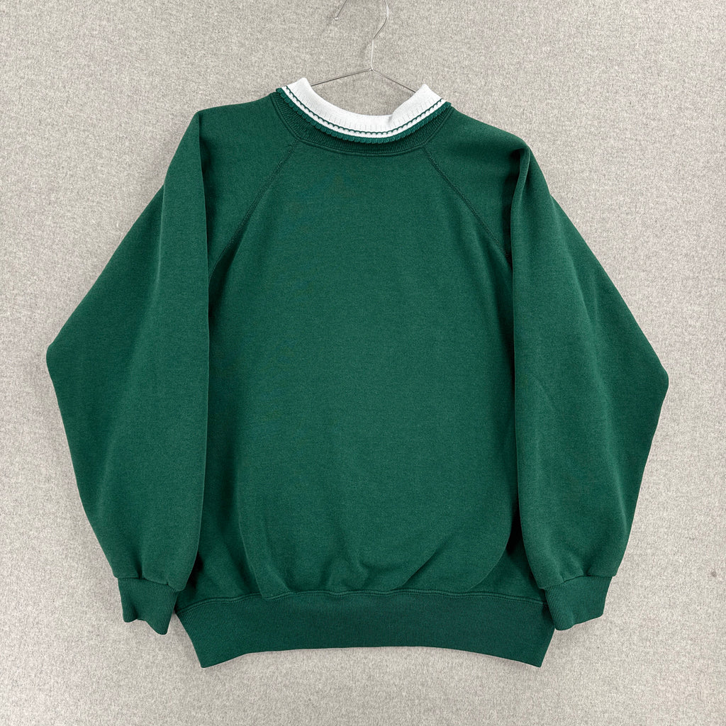 Vintage 90s Winter Birds Snowing Collared Sweatshirt - M/L