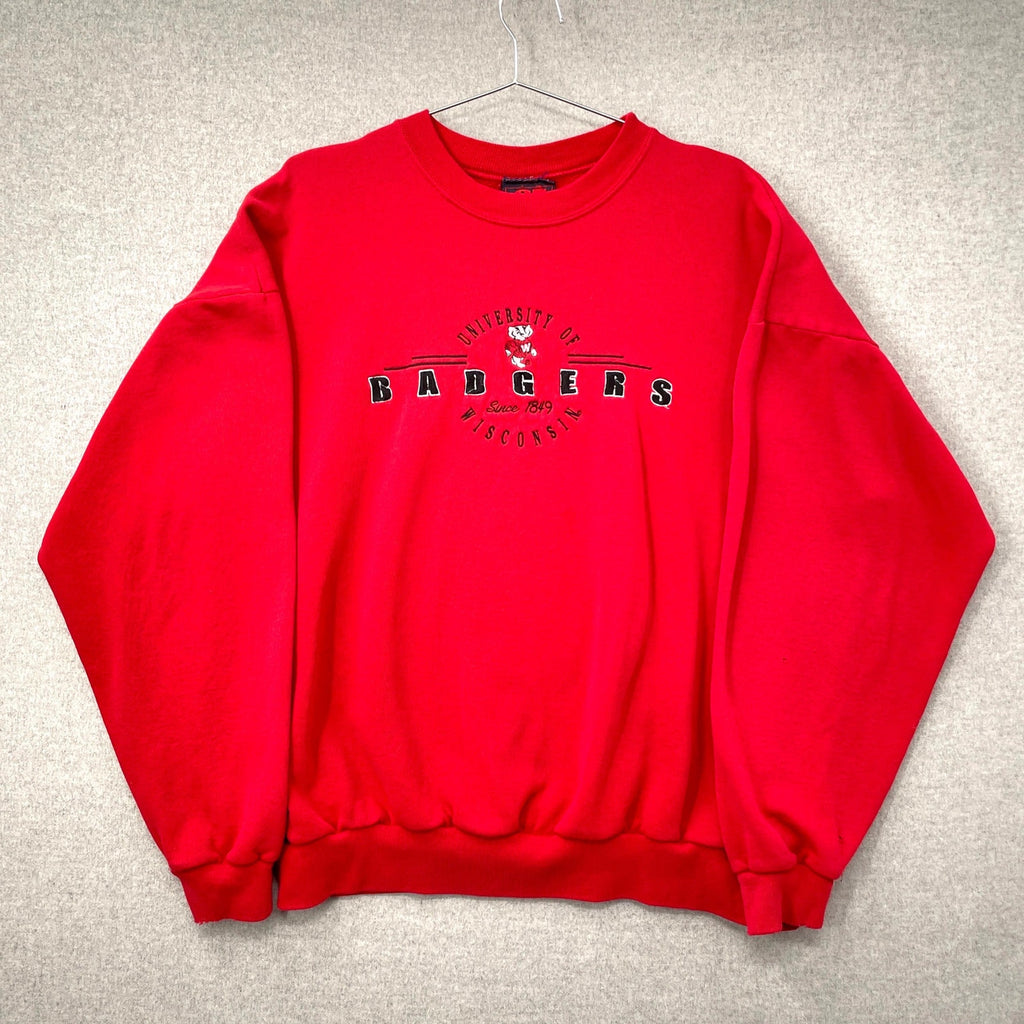 Red sweatshirt with 'University of Badgers' text on a gray background