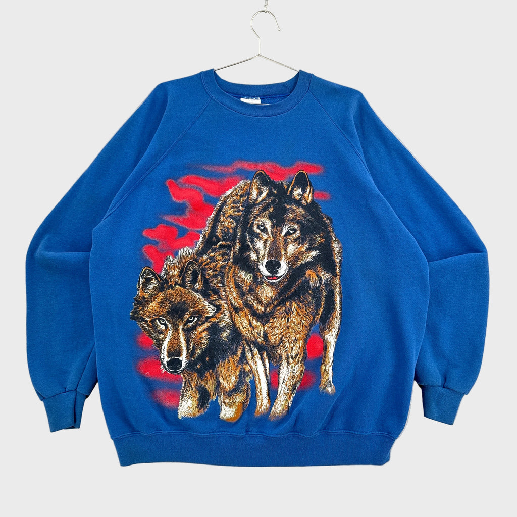 Vintage 90s Wolf Wolves Nature Animal Crewneck Sweatshirt