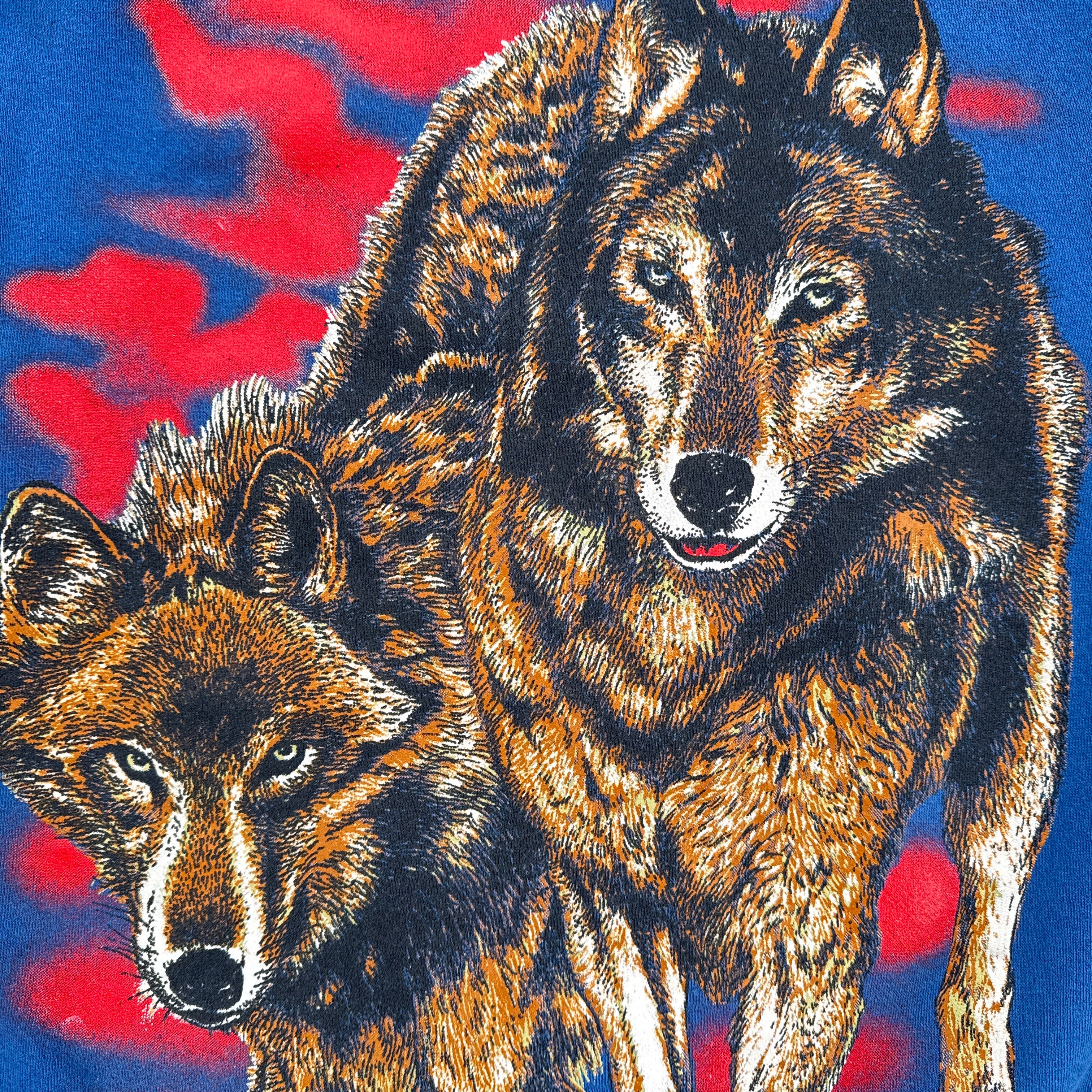 Vintage 90s Wolf Wolves Nature Animal Crewneck Sweatshirt