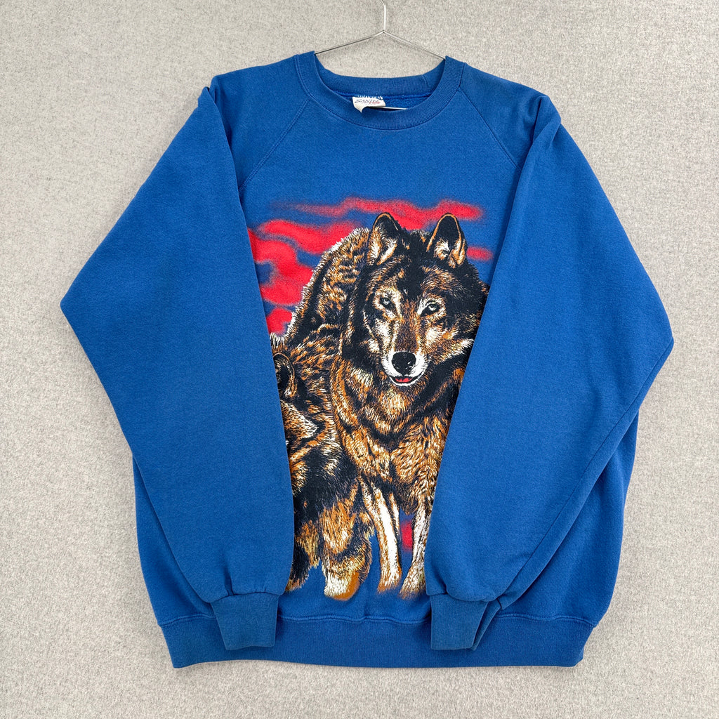 Vintage 90s Wolf Wolves Nature Animal Crewneck Sweatshirt