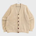 Vintage 90s Wool Chunky Cable Knit Button Cardigan Sweater - XL