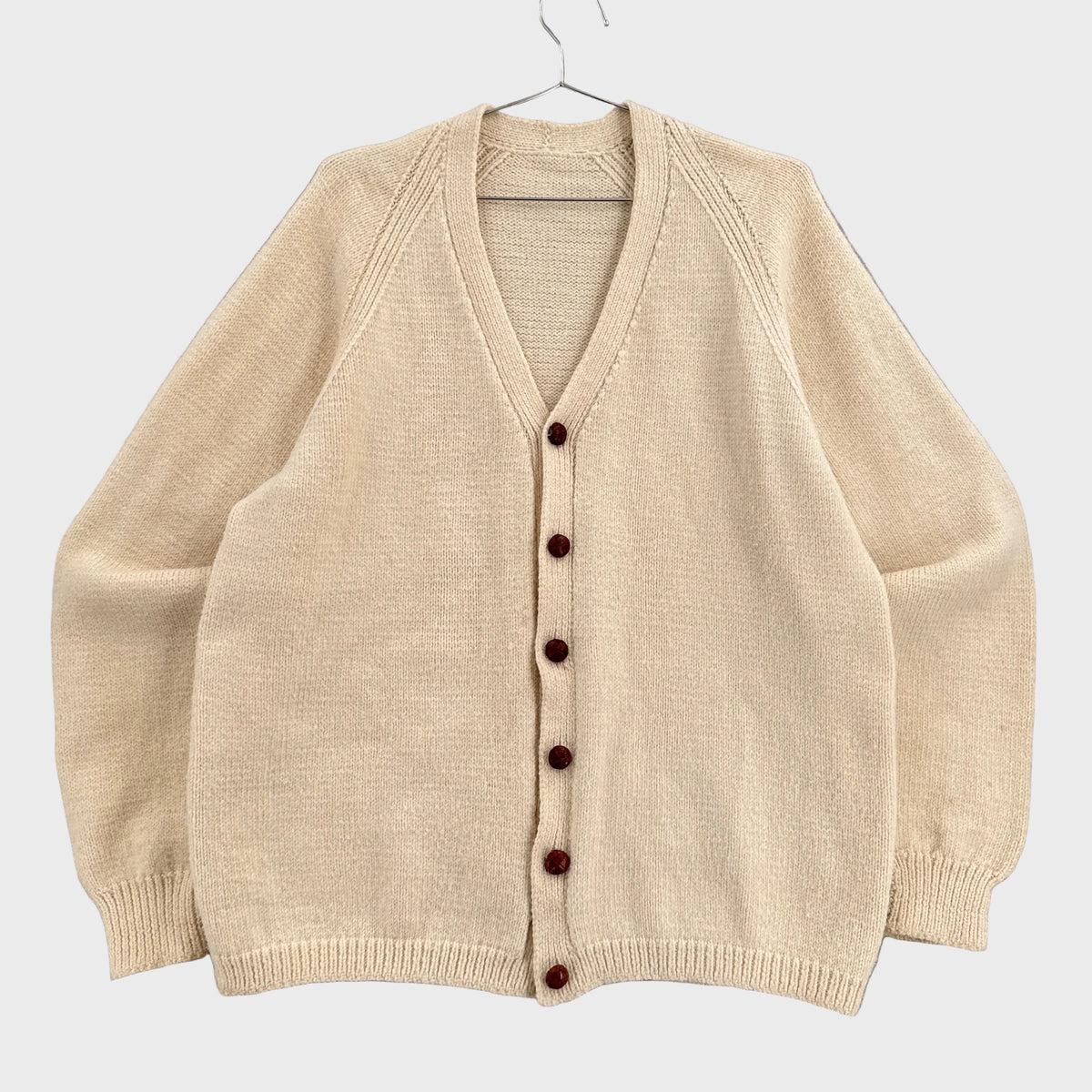 Vintage 90s Wool Chunky Cable Knit Button Cardigan Sweater - XL