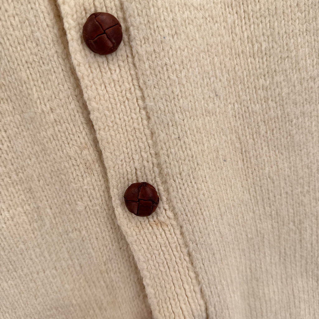 Vintage 90s Wool Chunky Cable Knit Button Cardigan Sweater - XL