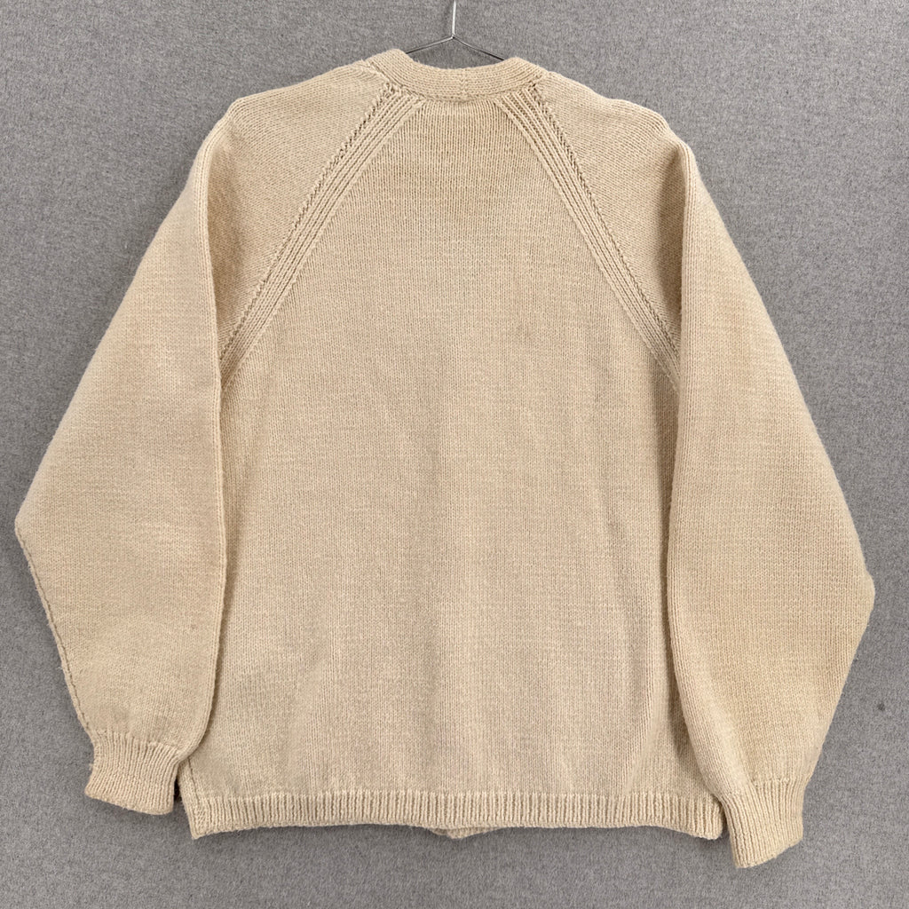 Vintage 90s Wool Chunky Cable Knit Button Cardigan Sweater - XL