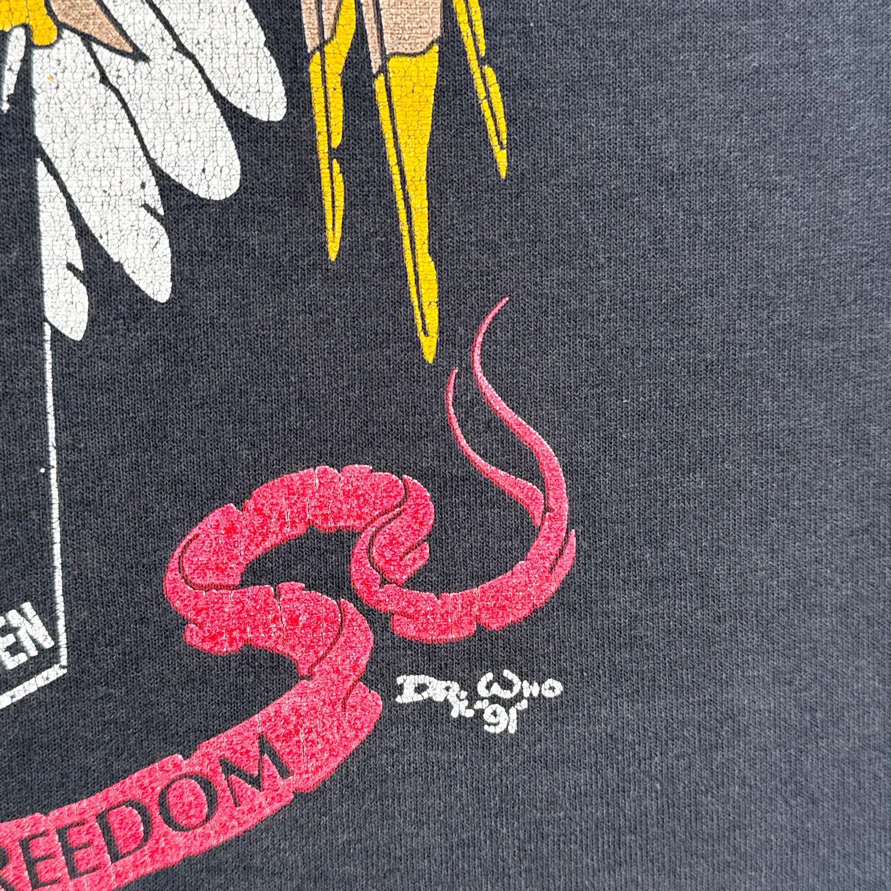 Vintage '91 Rolling Thunder Eagle Pow Mia Graphic Tee 