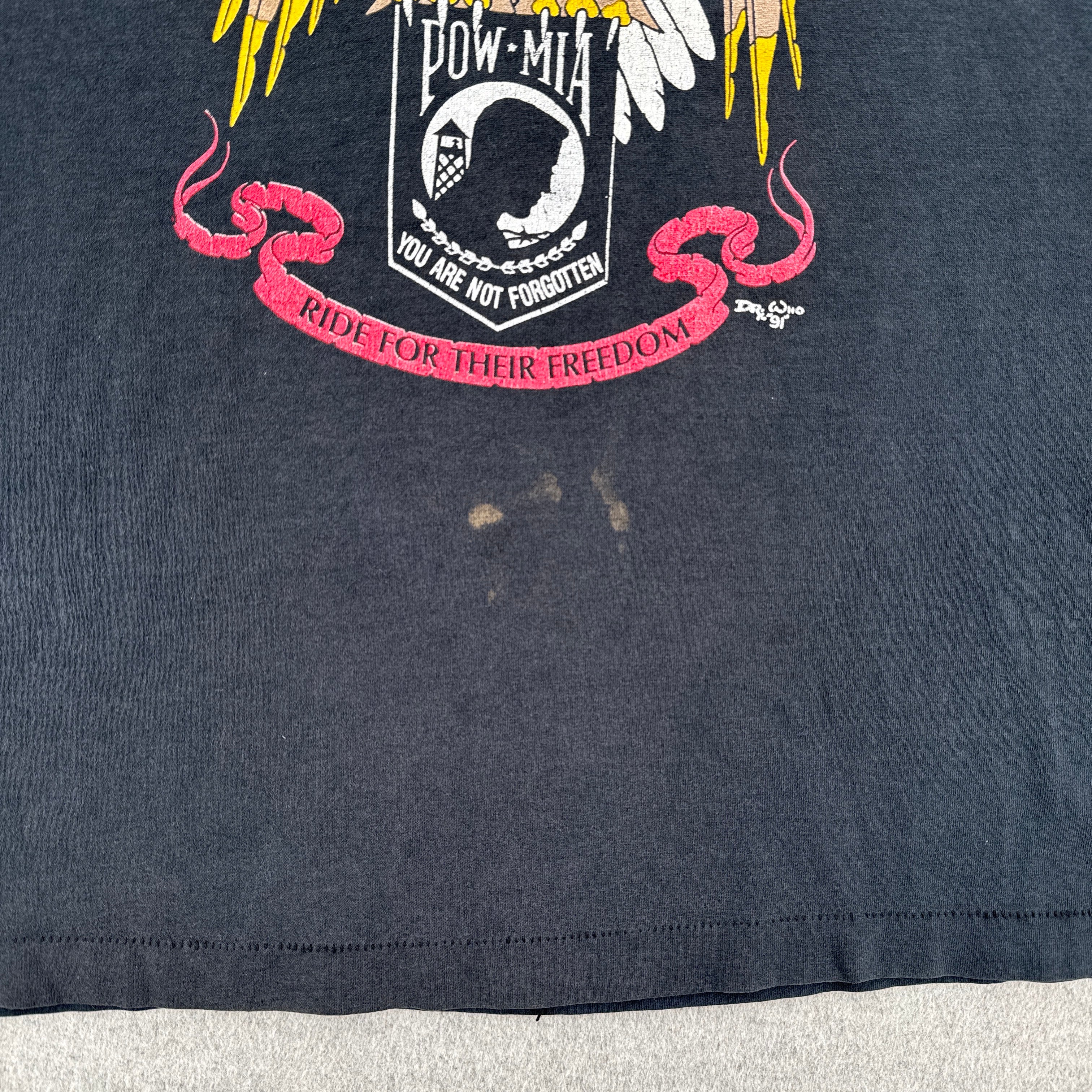 Vintage '91 Rolling Thunder Eagle Pow Mia Graphic Tee 