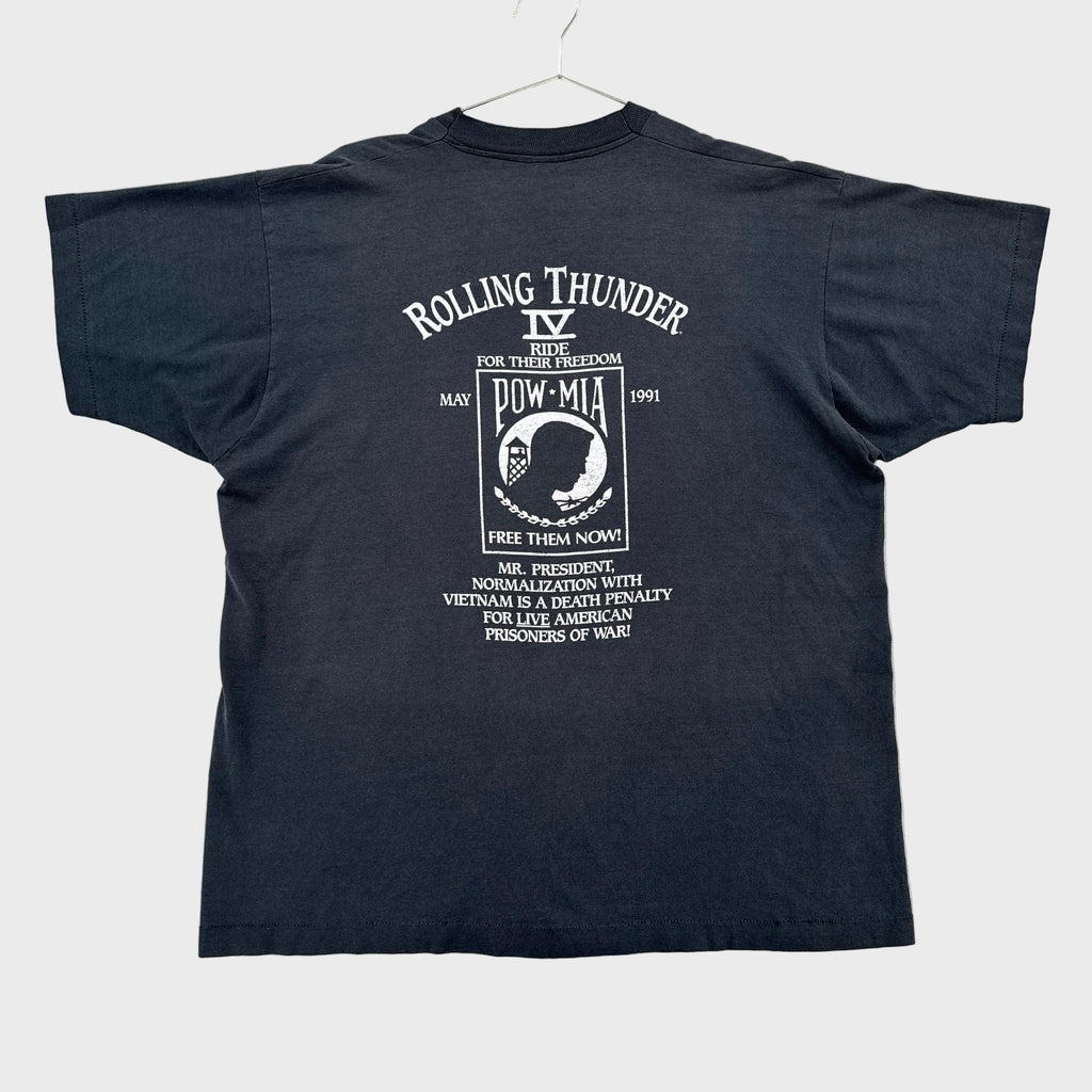 Vintage '91 Rolling Thunder Eagle Pow Mia Graphic Tee 