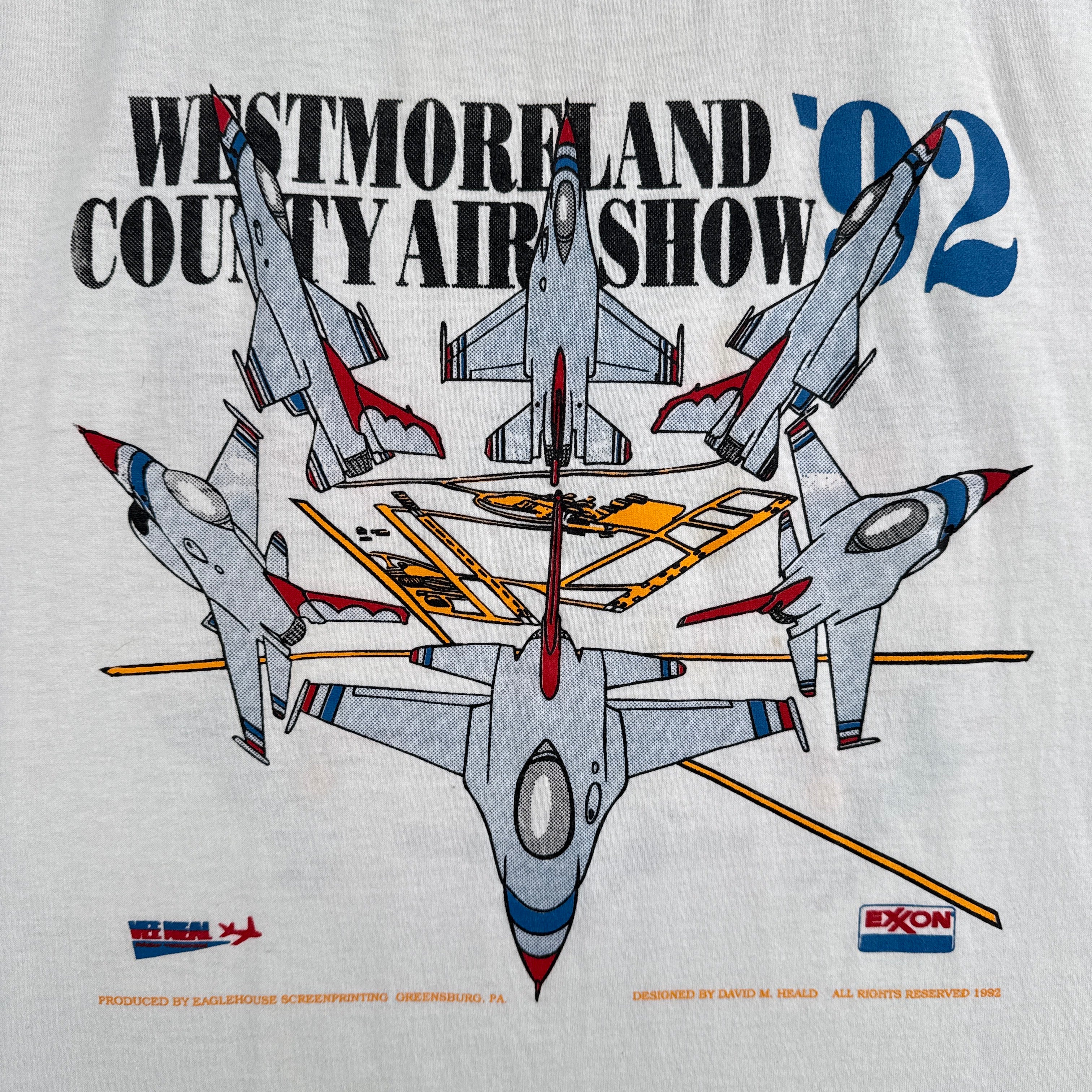 Vintage '92 Air Show Pilot Airplane Jet Graphic Tee