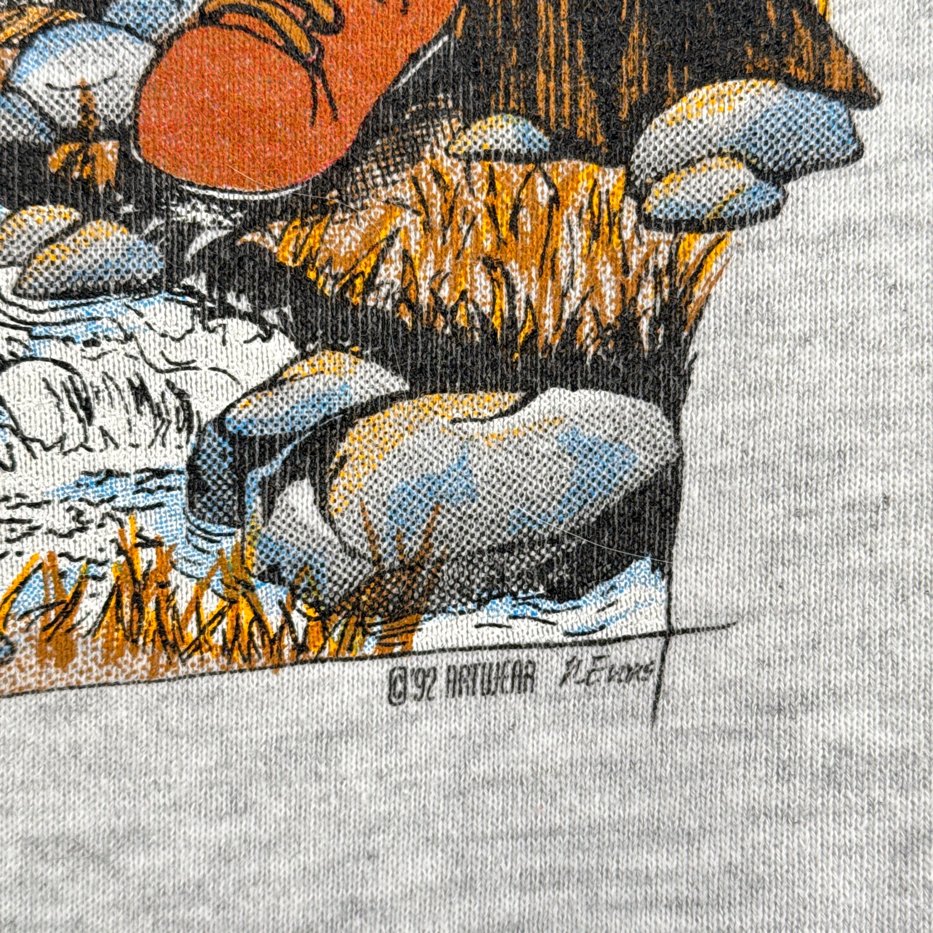 Vintage '92 Deer Hunting Cartoon Crewneck Sweatshirt