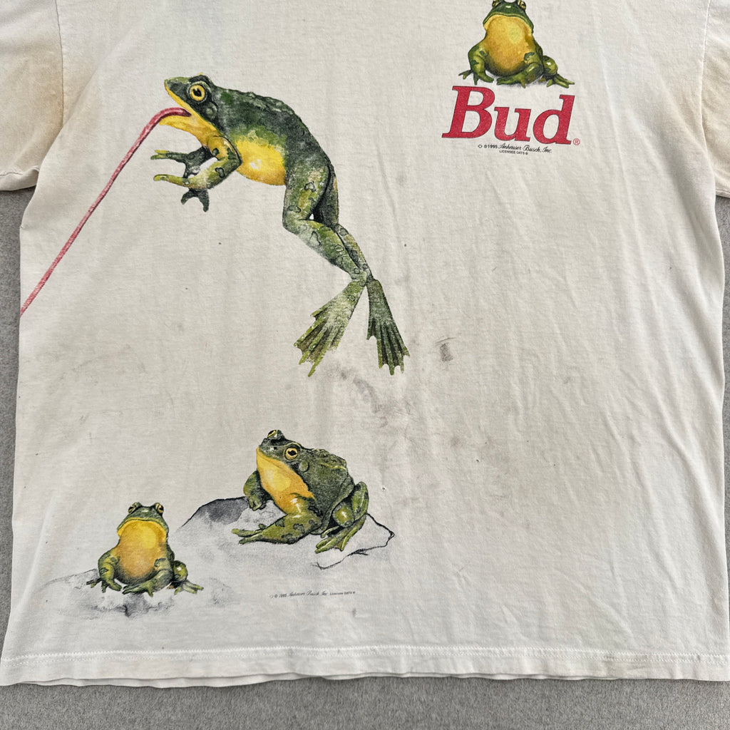 Vintage '95 Budweiser Bud Frog Toad Graphic Tee