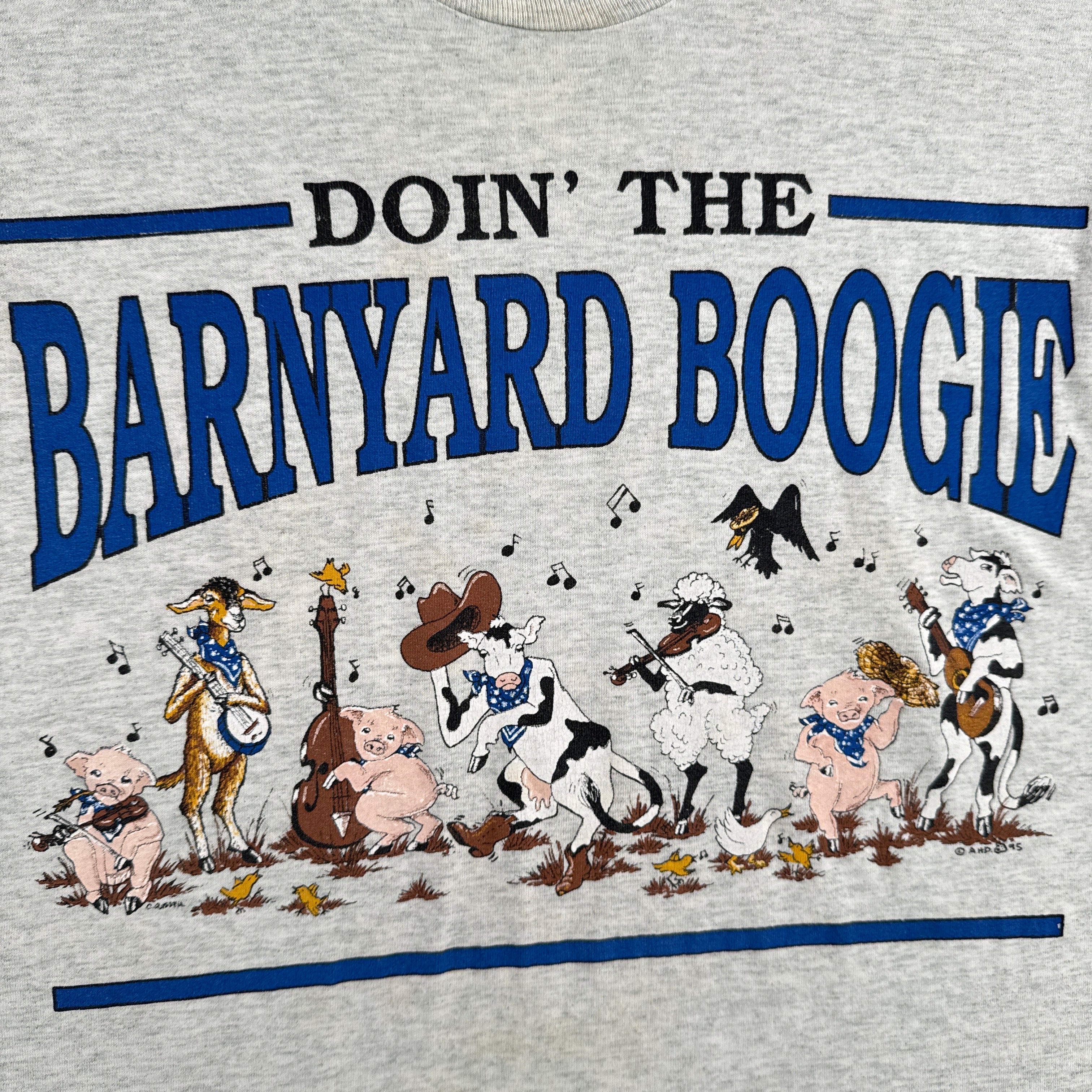 Vintage '95 Farm Animals Barnyard Boogie Cartoon Graphic Tee