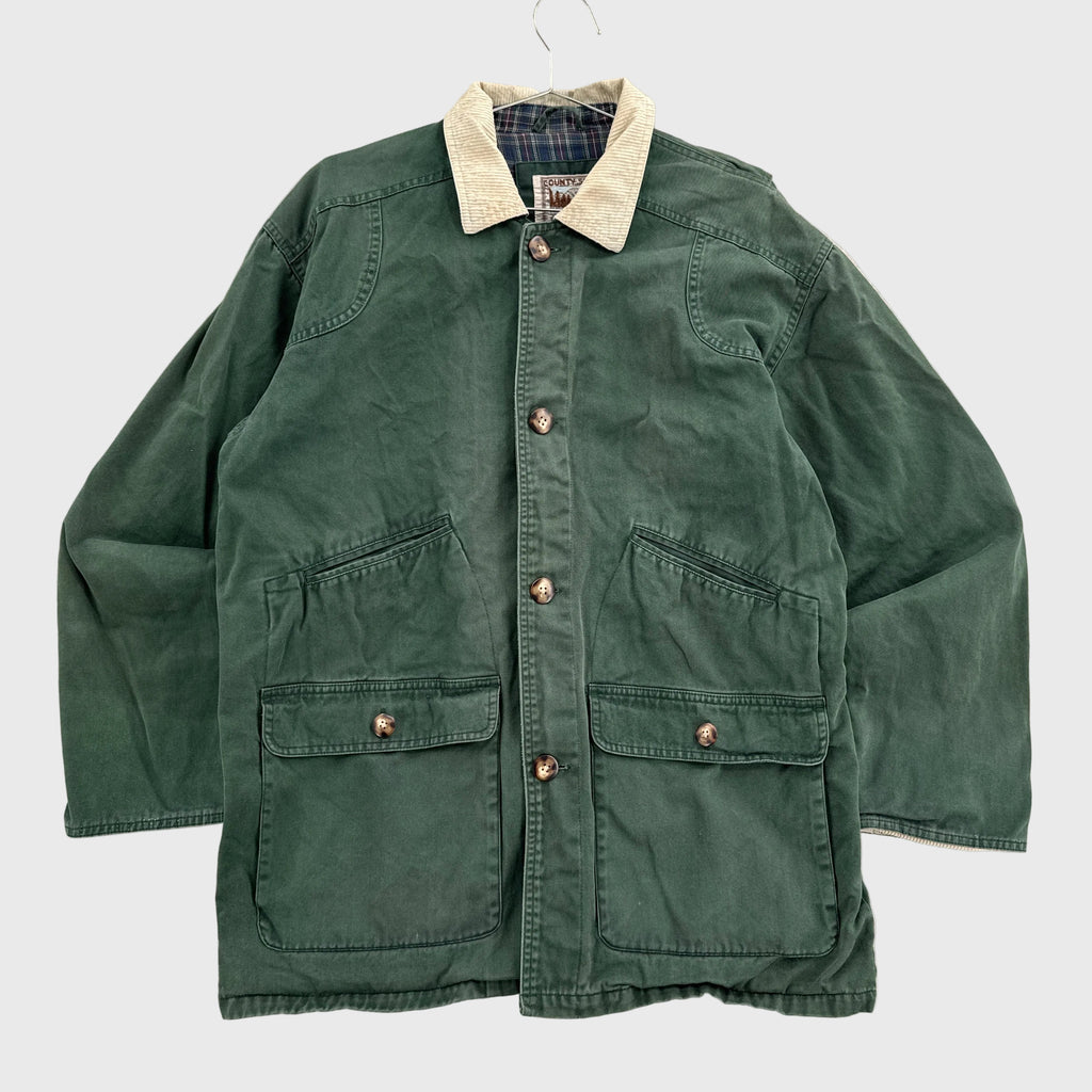Vintage Barn Jacket Chore Coat Plaid Lined Button Trench- S