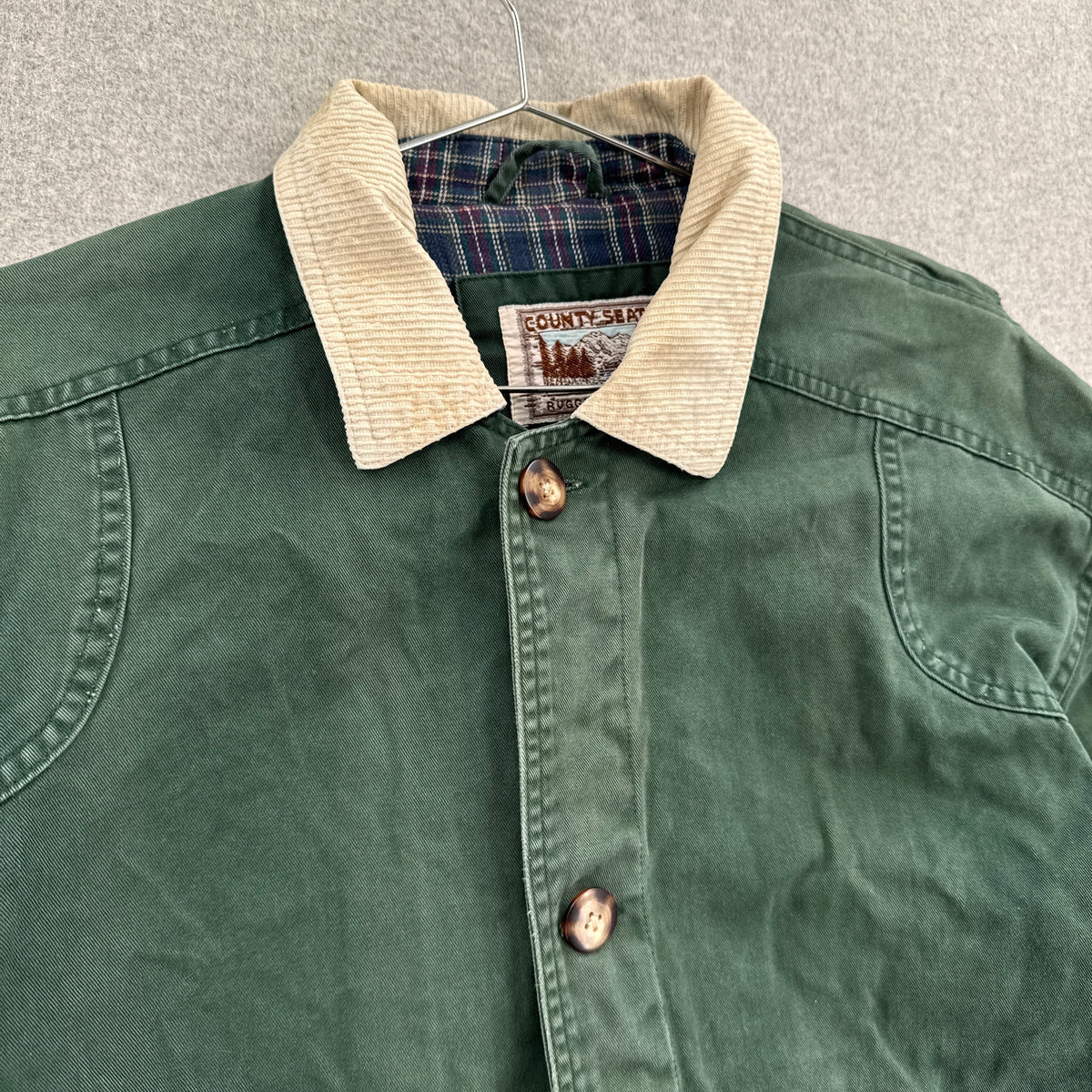 Vintage Barn Jacket Chore Coat Plaid Lined Button Trench- S