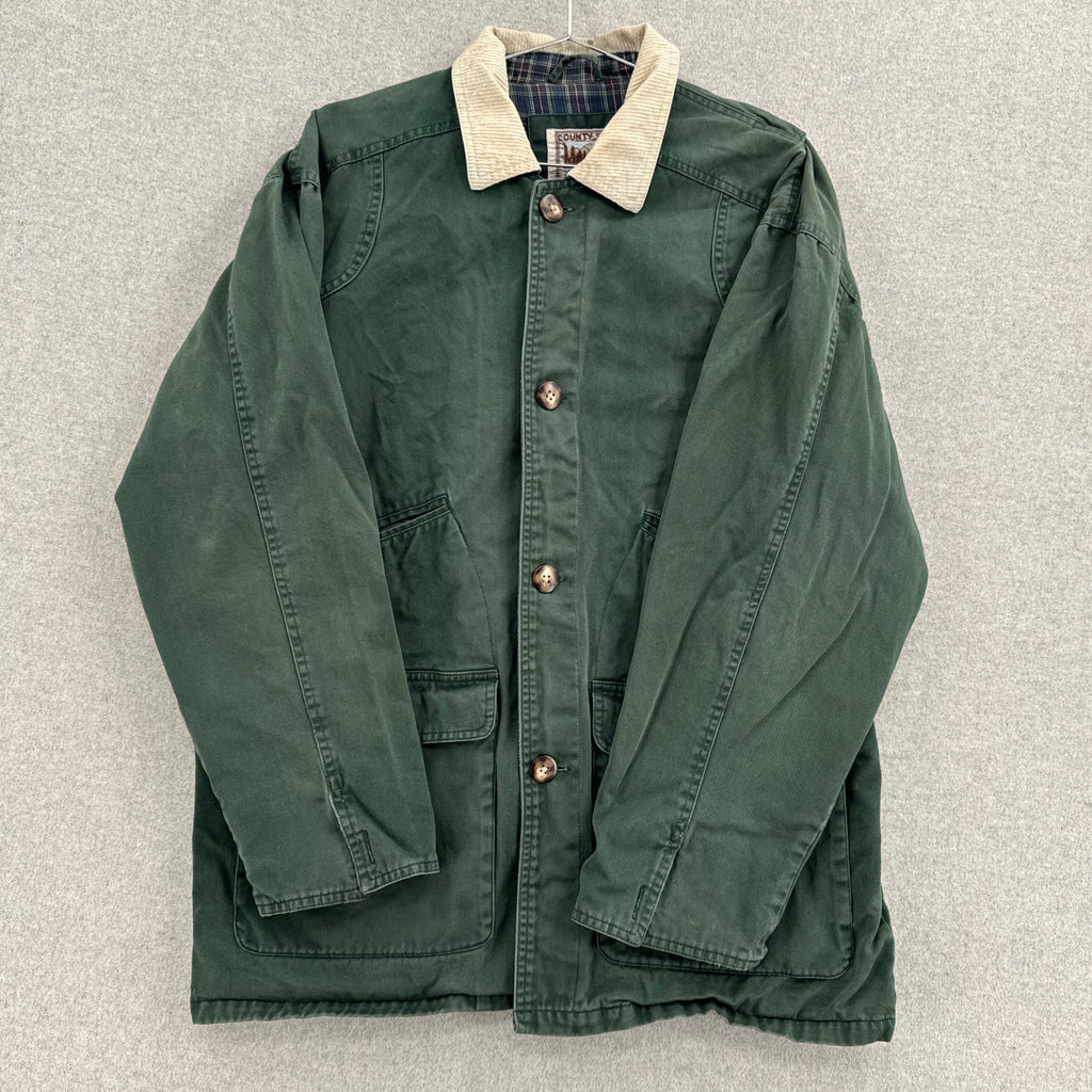 Vintage Barn Jacket Chore Coat Plaid Lined Button Trench- S