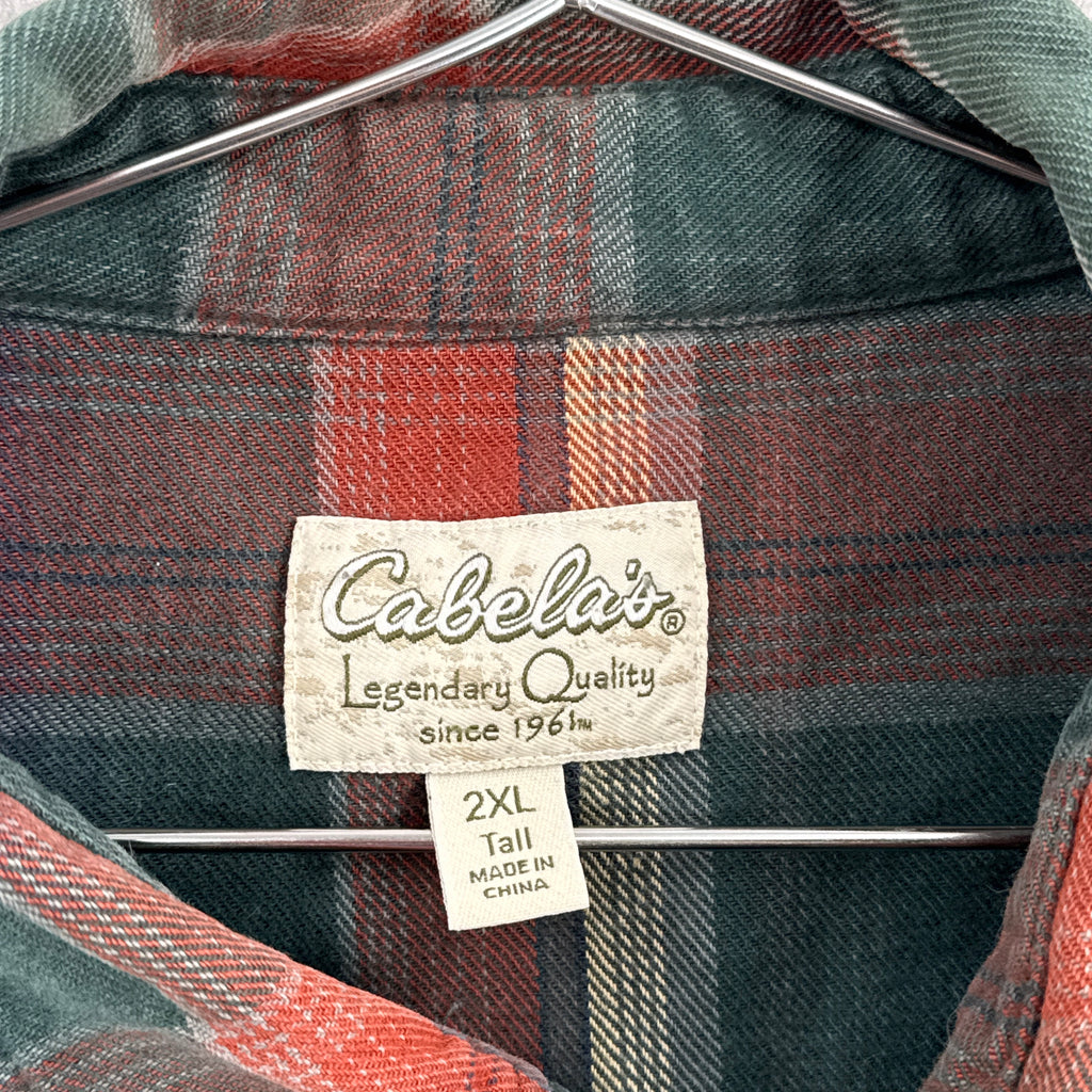 Vintage Cabela's Plaid Button Long Sleeve Cotton Shirt - 2XL Tall