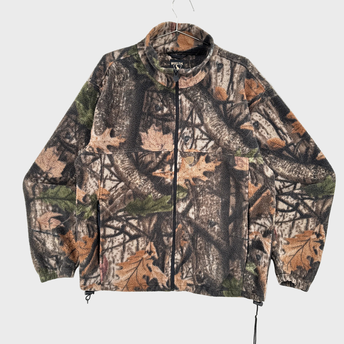 Vintage Camo Tree Leaves Fleece Zip Sweater - M