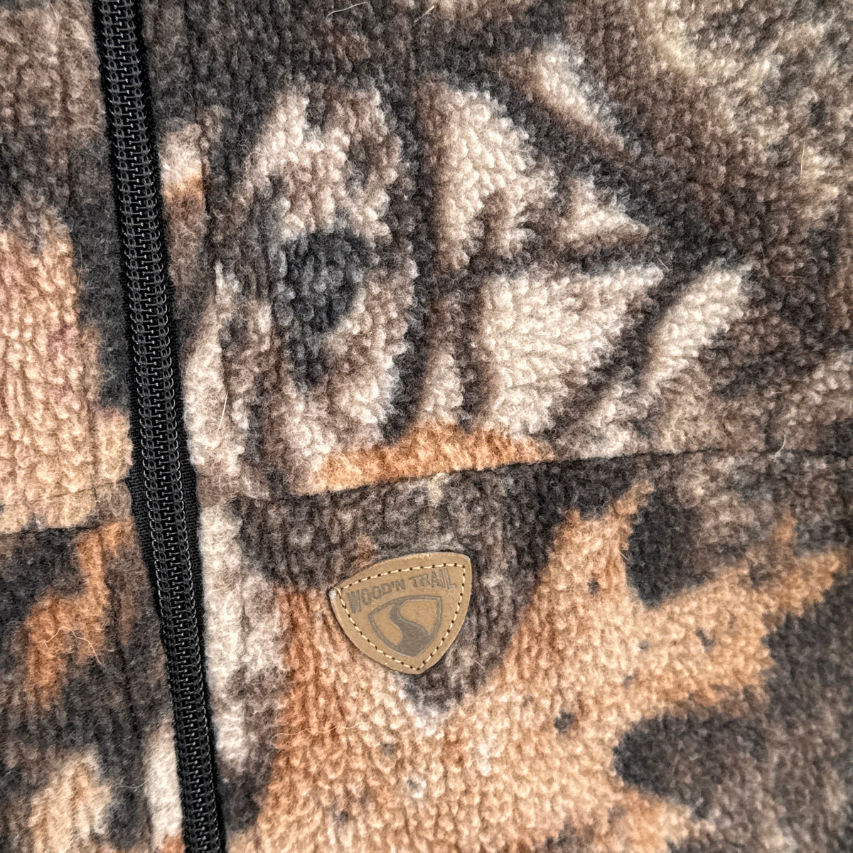 Vintage Camo Tree Leaves Fleece Zip Sweater - M