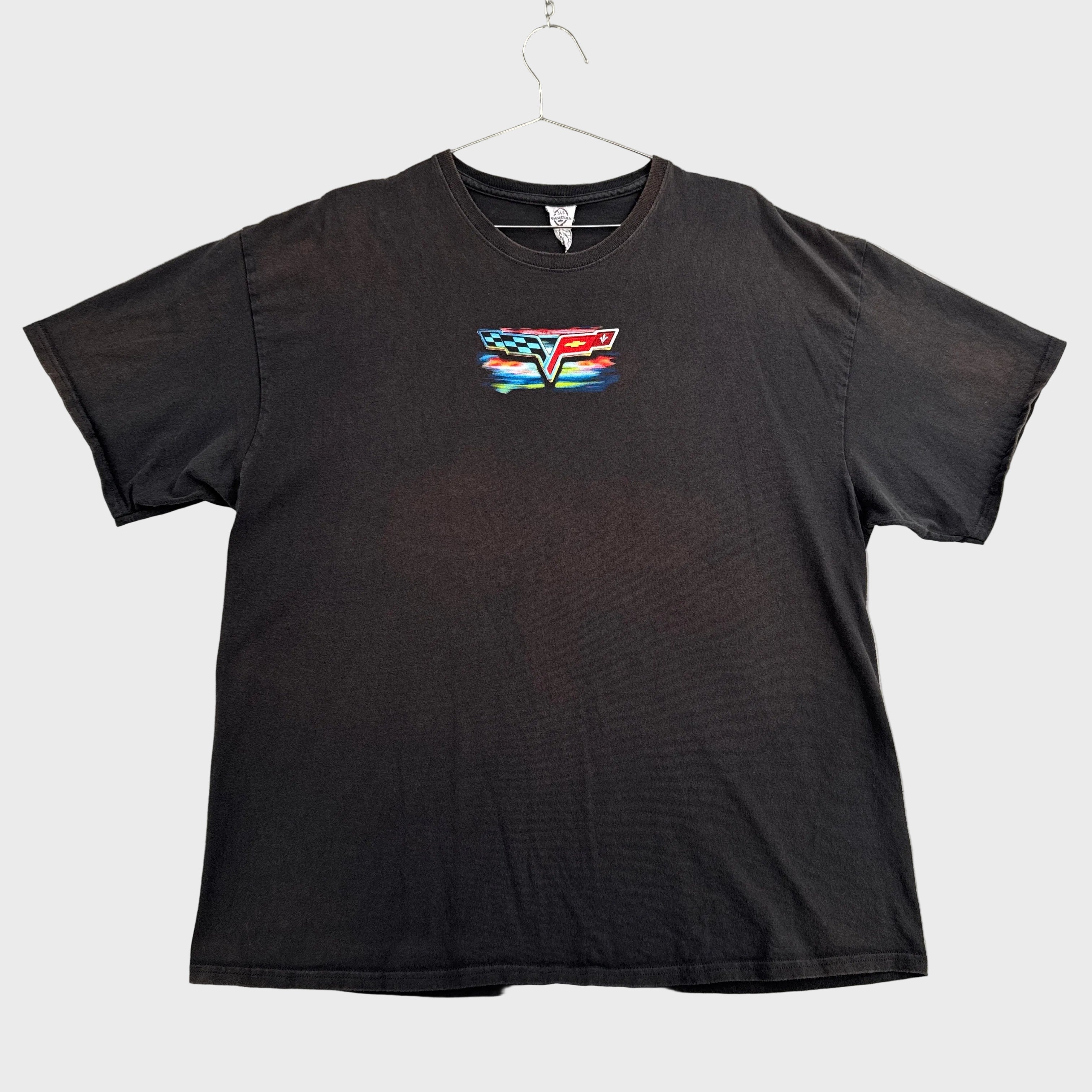 Vintage Corvette Racing Car Sun Faded Graphic Tee