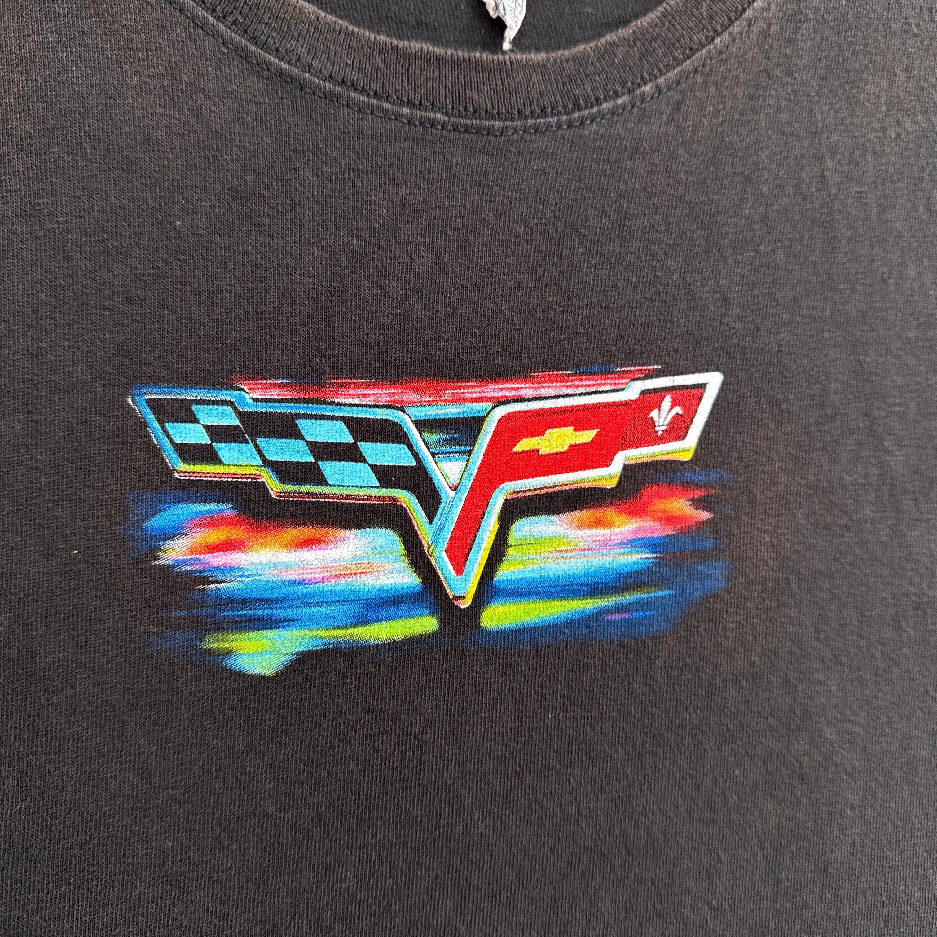 Vintage Corvette Racing Car Sun Faded Graphic Tee