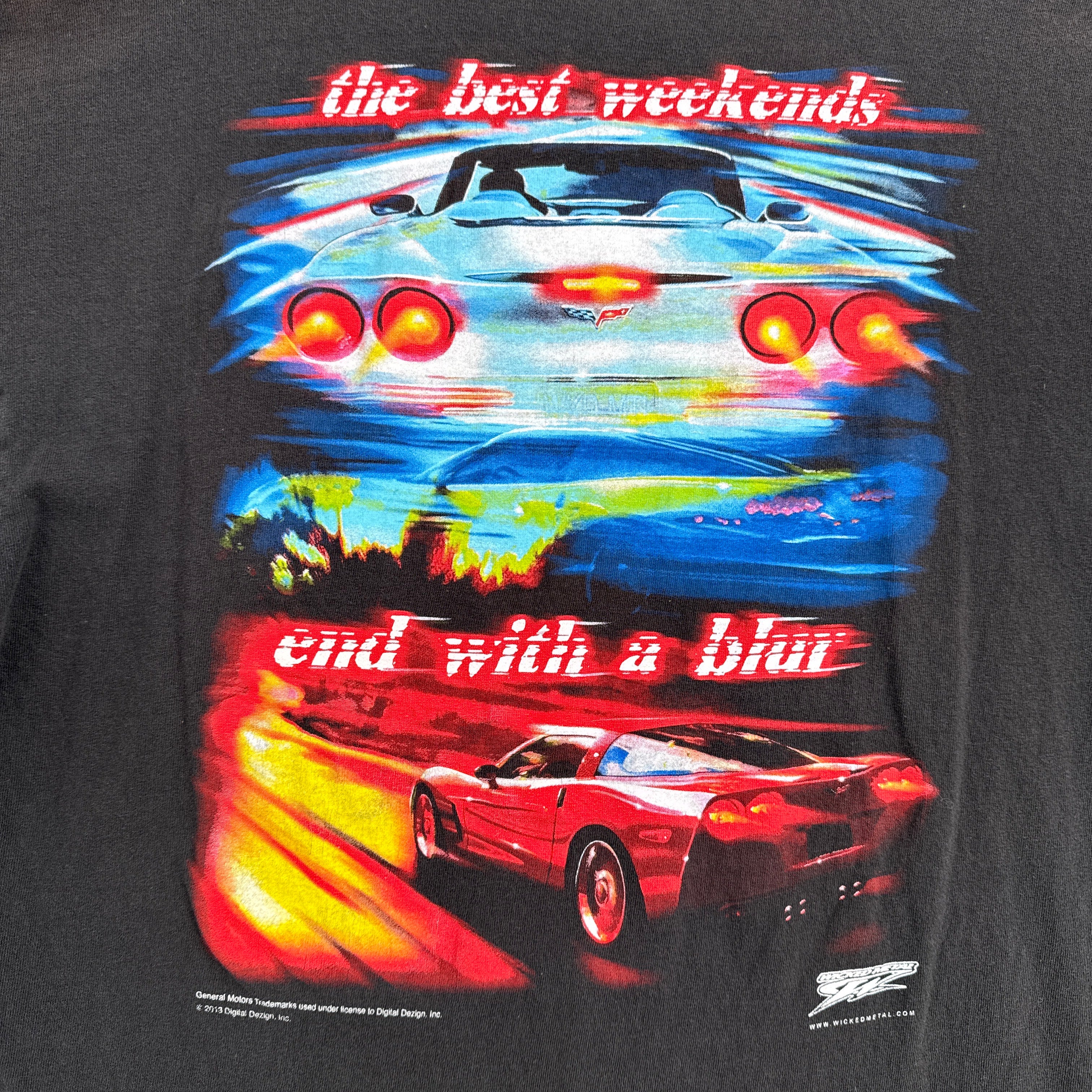 Vintage Corvette Racing Car Sun Faded Graphic Tee