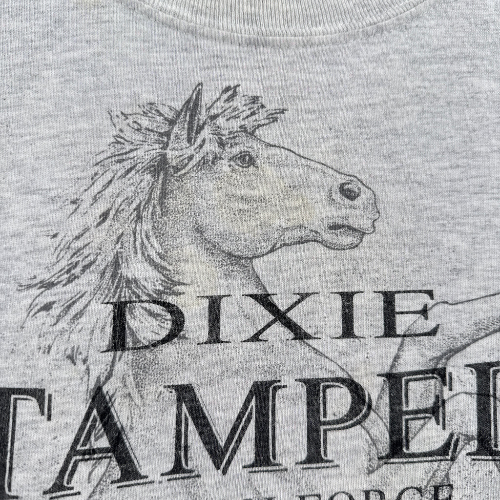 Close-up of a horse illustration with some faint stain spots on the front