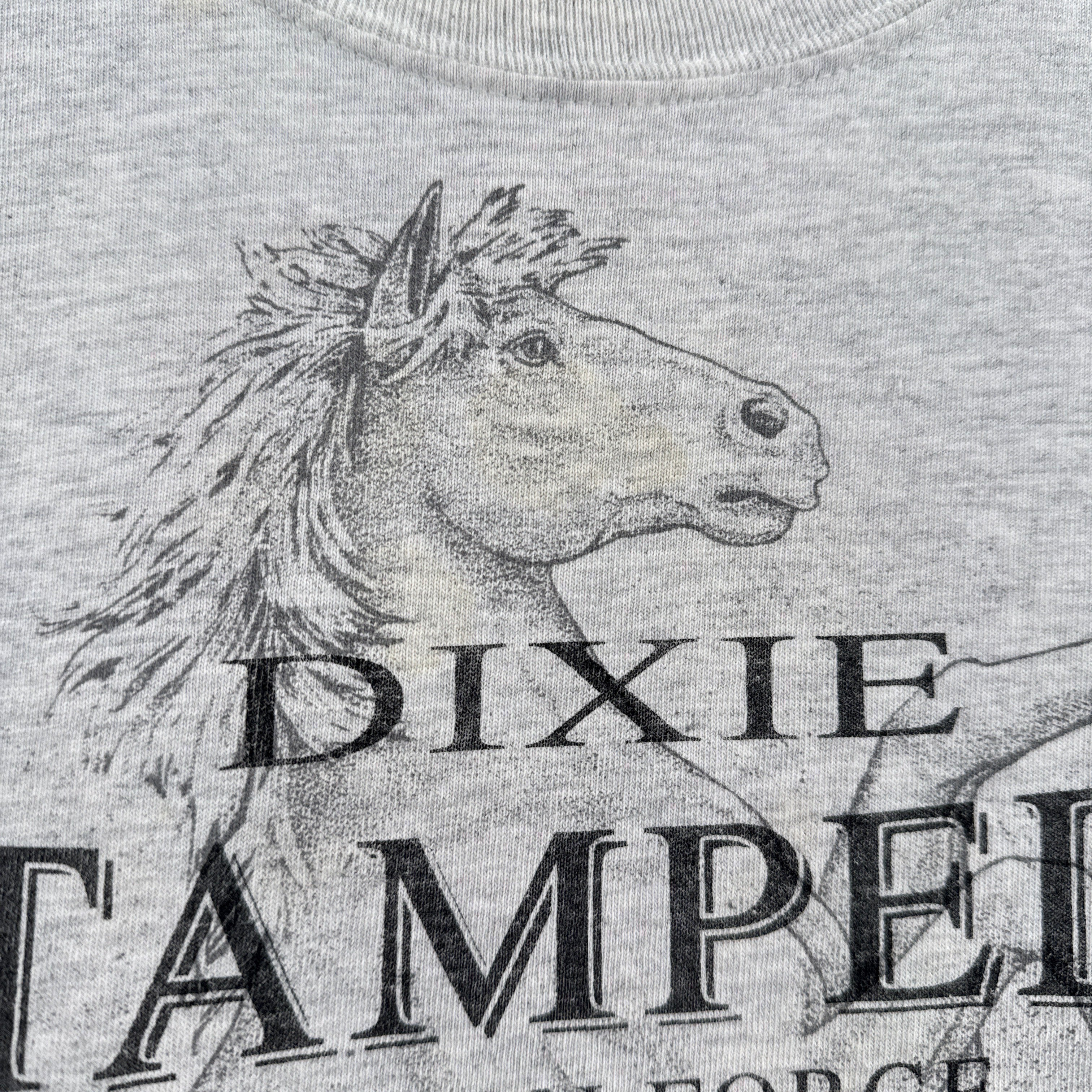 Close-up of a horse illustration with some faint stain spots on the front
