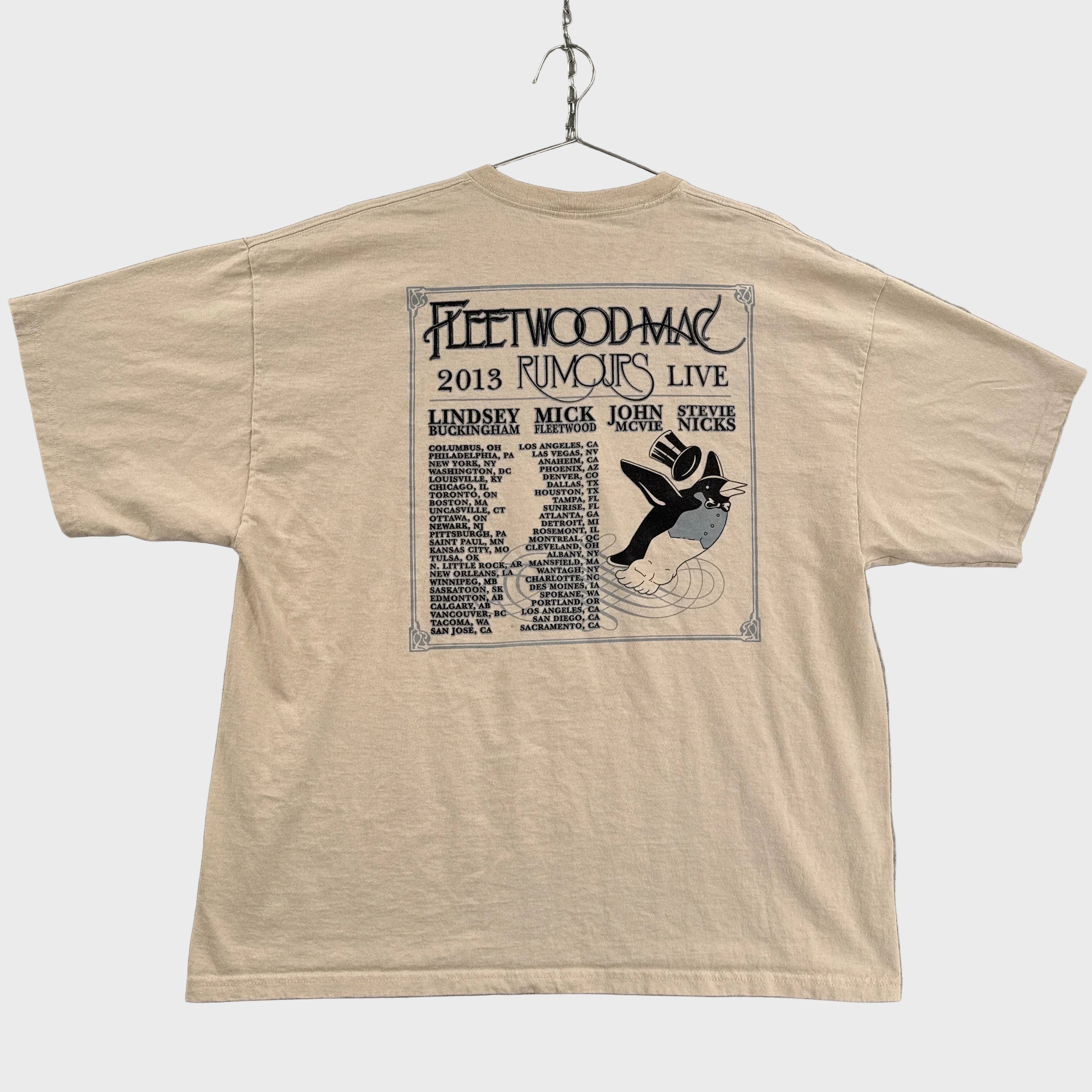 back of the tee shirt with 2013 Rumours live concert tour dates