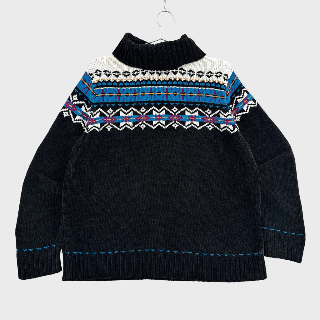 Vintage Geometric Pattern Knitted Turtleneck Sweater