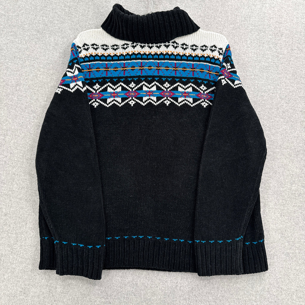 Vintage Geometric Pattern Knitted Turtleneck Sweater