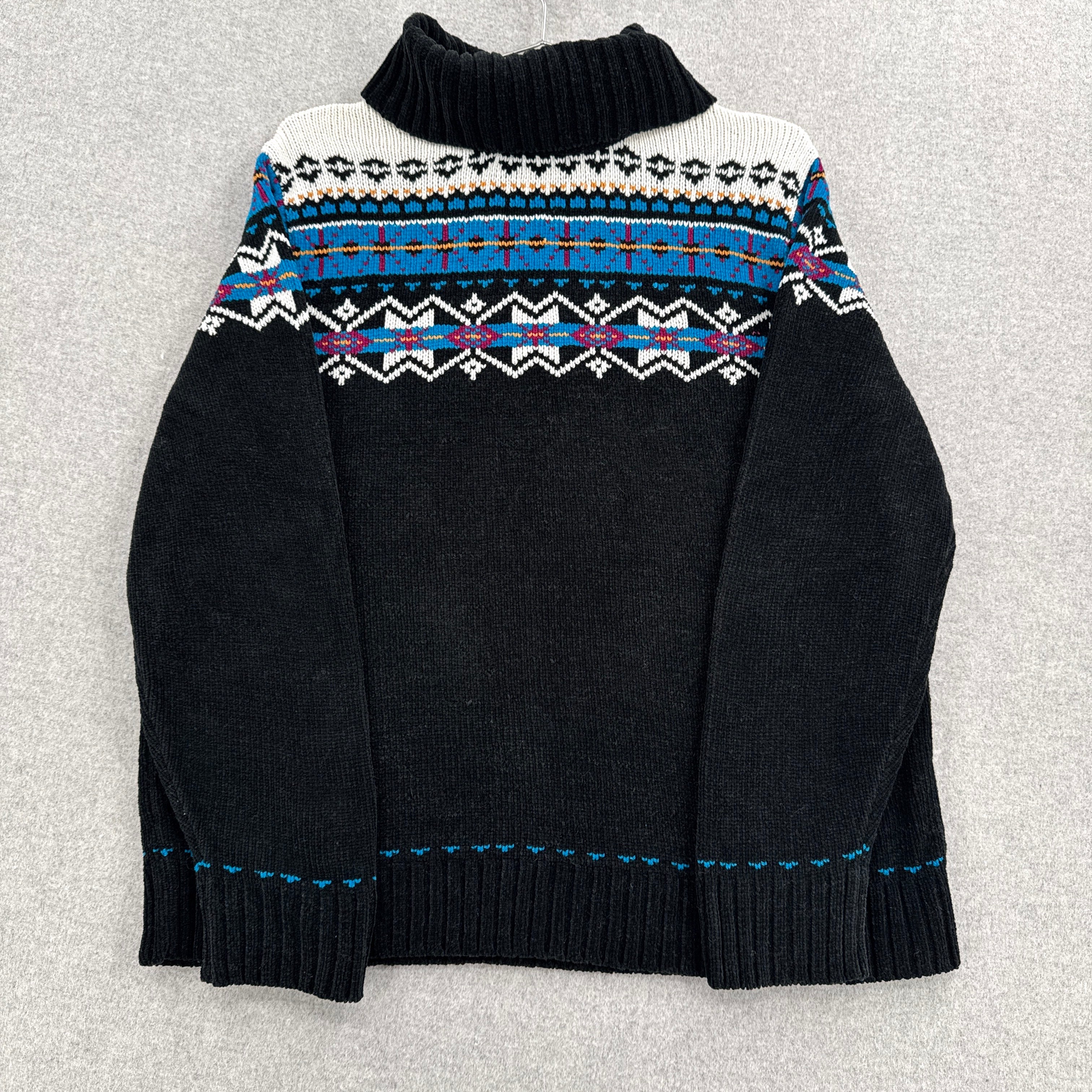 Vintage Geometric Pattern Knitted Turtleneck Sweater