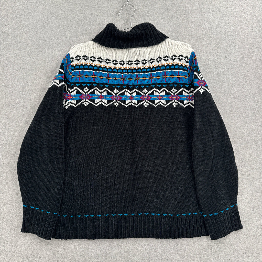 Vintage Geometric Pattern Knitted Turtleneck Sweater