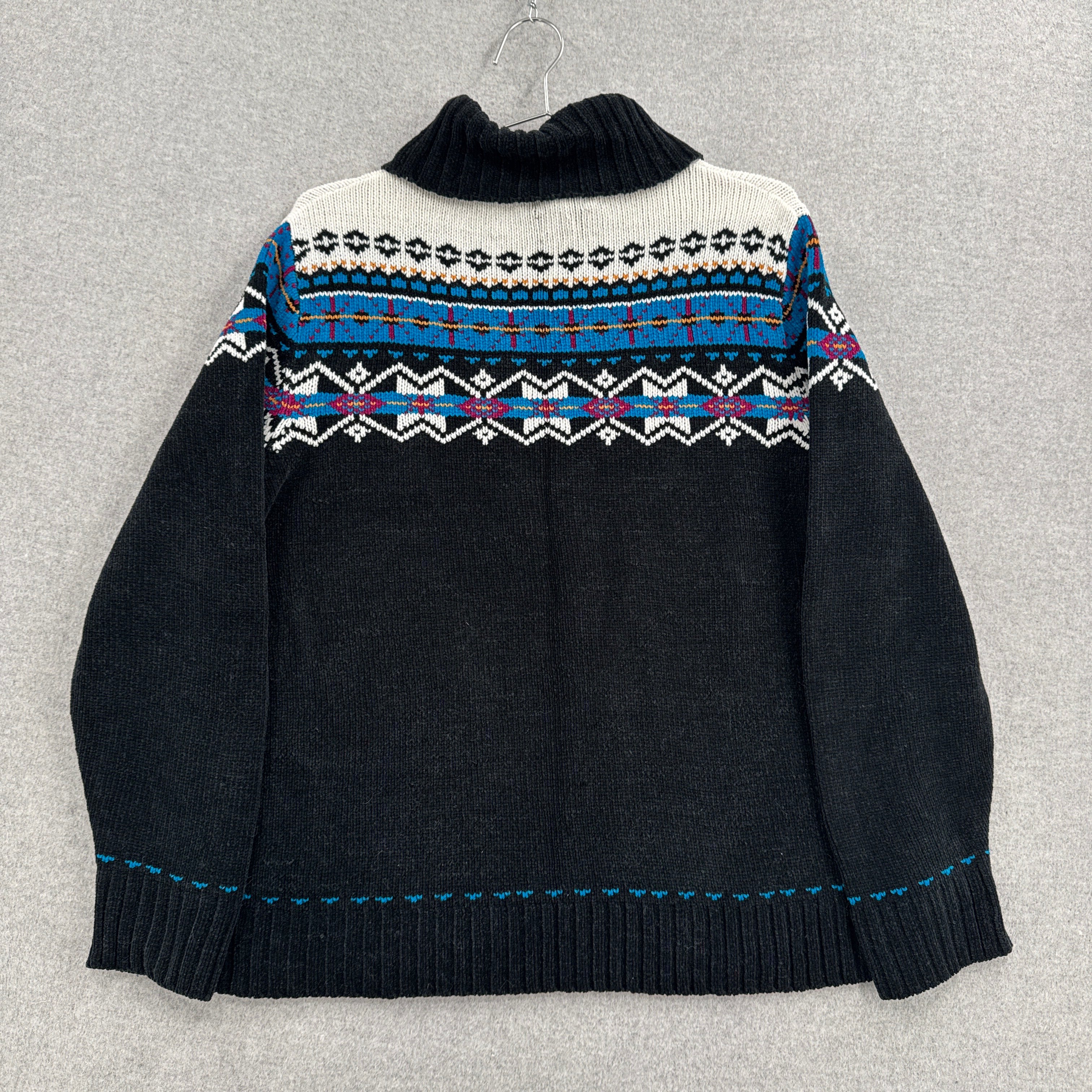 Vintage Geometric Pattern Knitted Turtleneck Sweater