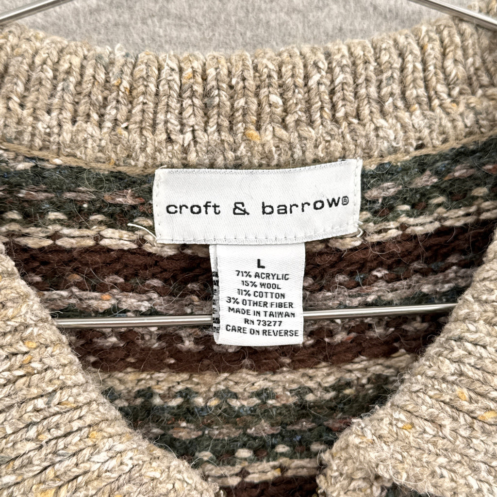 Vintage Geometric Stripes Zipper Cardigan Collared Sweater